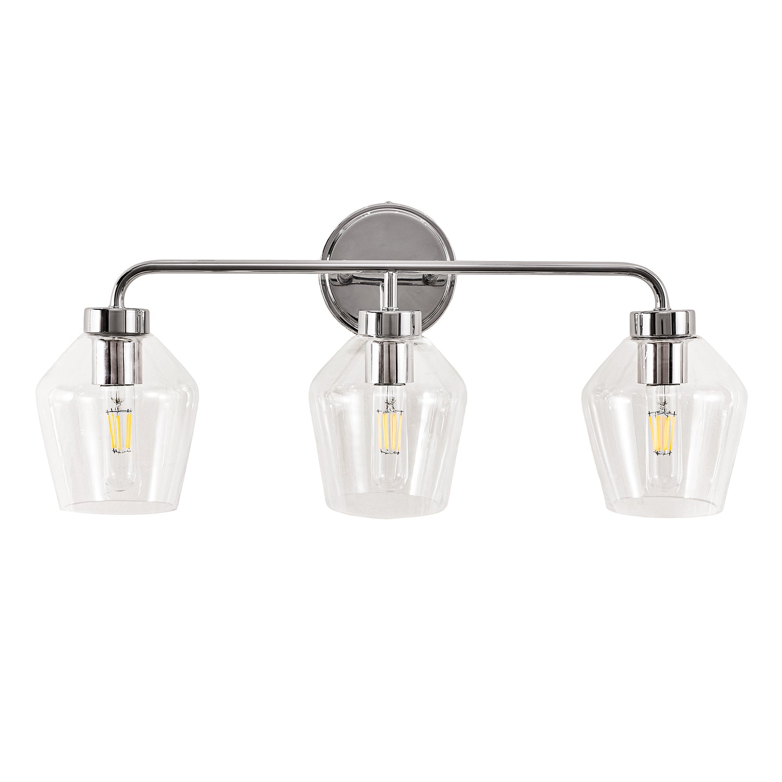 Contemporary Metal Frame Clear Glass Shade Wall Sconce Bathroom Vanity Light
