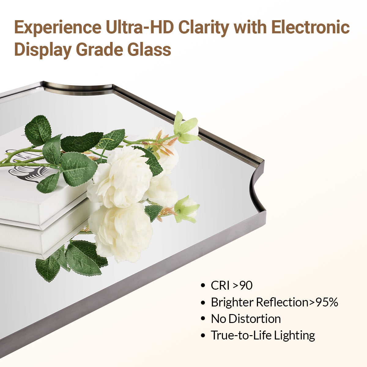 Open Box Like New : Notched Corner Irregular Scalloped Rectangle Mirrors | Stainless Steel Farme