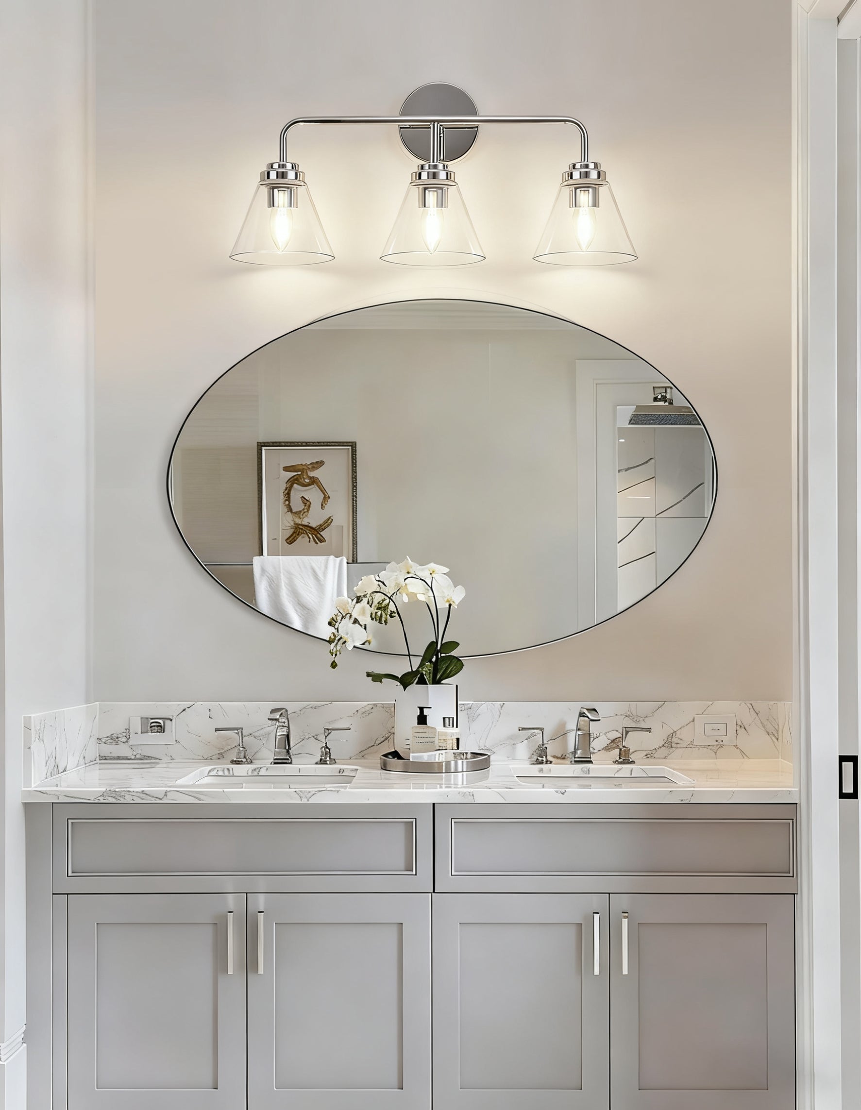 Modern Cone Clear Glass Shade Bathroom Wall Sconces