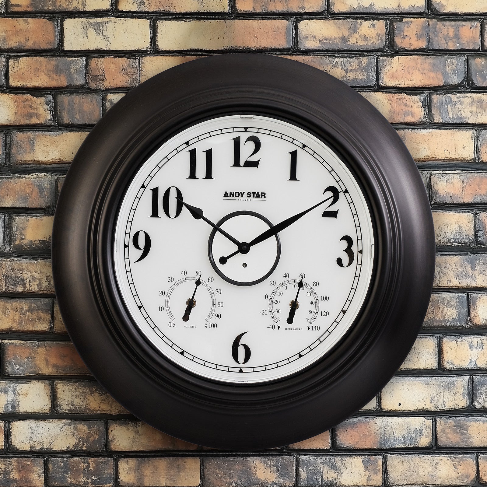 Contemporary Large Outdoor Wall Clock with Thermometer Weatherproof Illuminated ,21 Inch