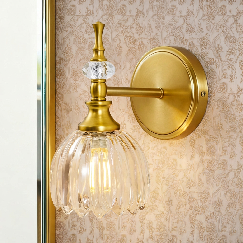 Contemporary Bathroom Vanity Light Fixtures with Tulip Glass Shade Sconces for Bath,Bedroom, Hallway