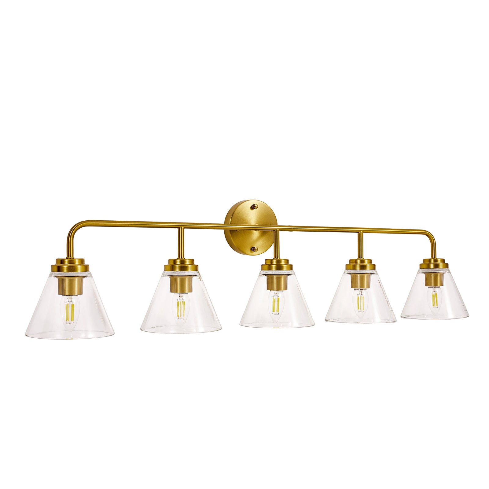 Modern Cone Clear Glass Shade Bathroom Wall Sconces