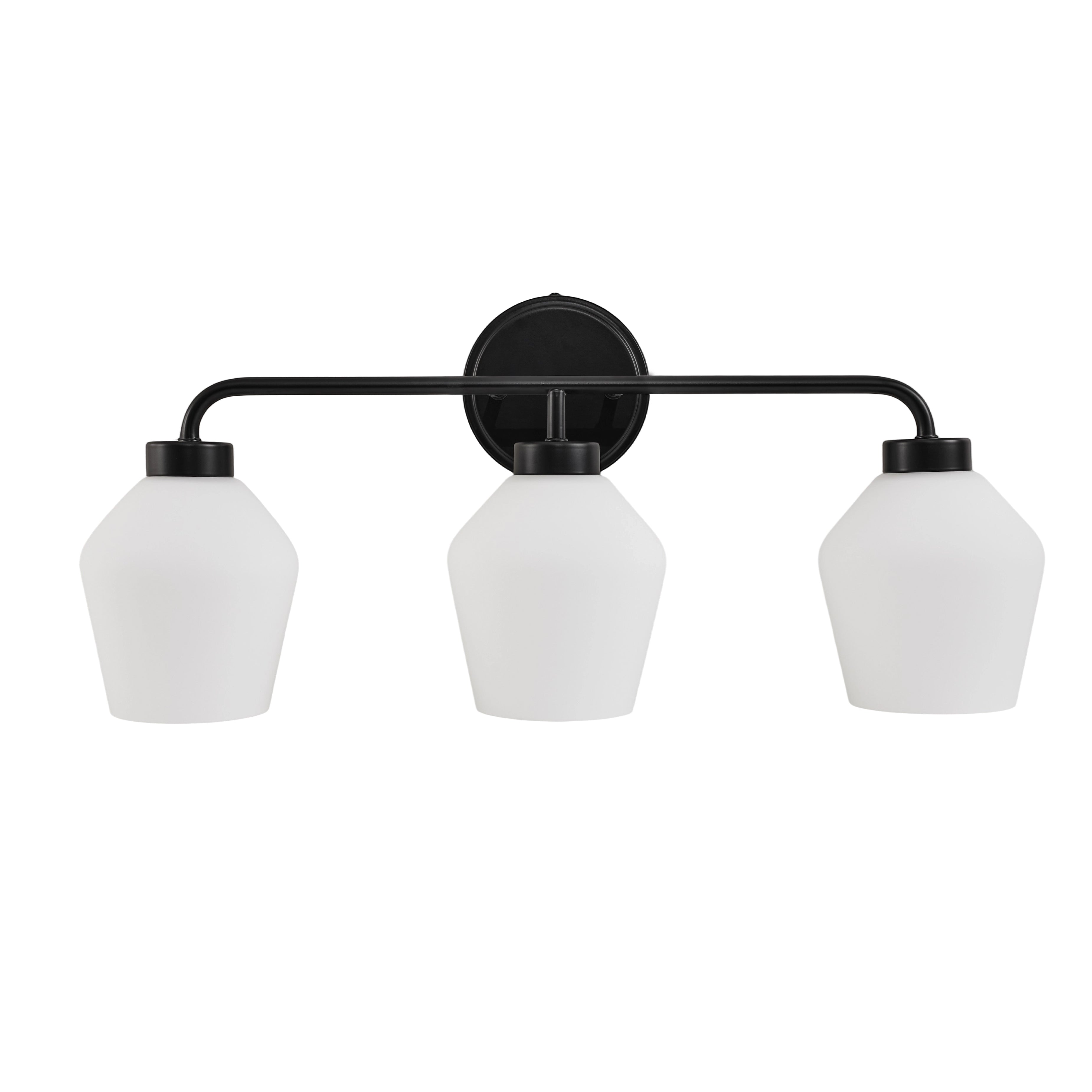 Contemporary Milk White Glass Shade Wall Sconce Bathroom Vanity Light Fixtures