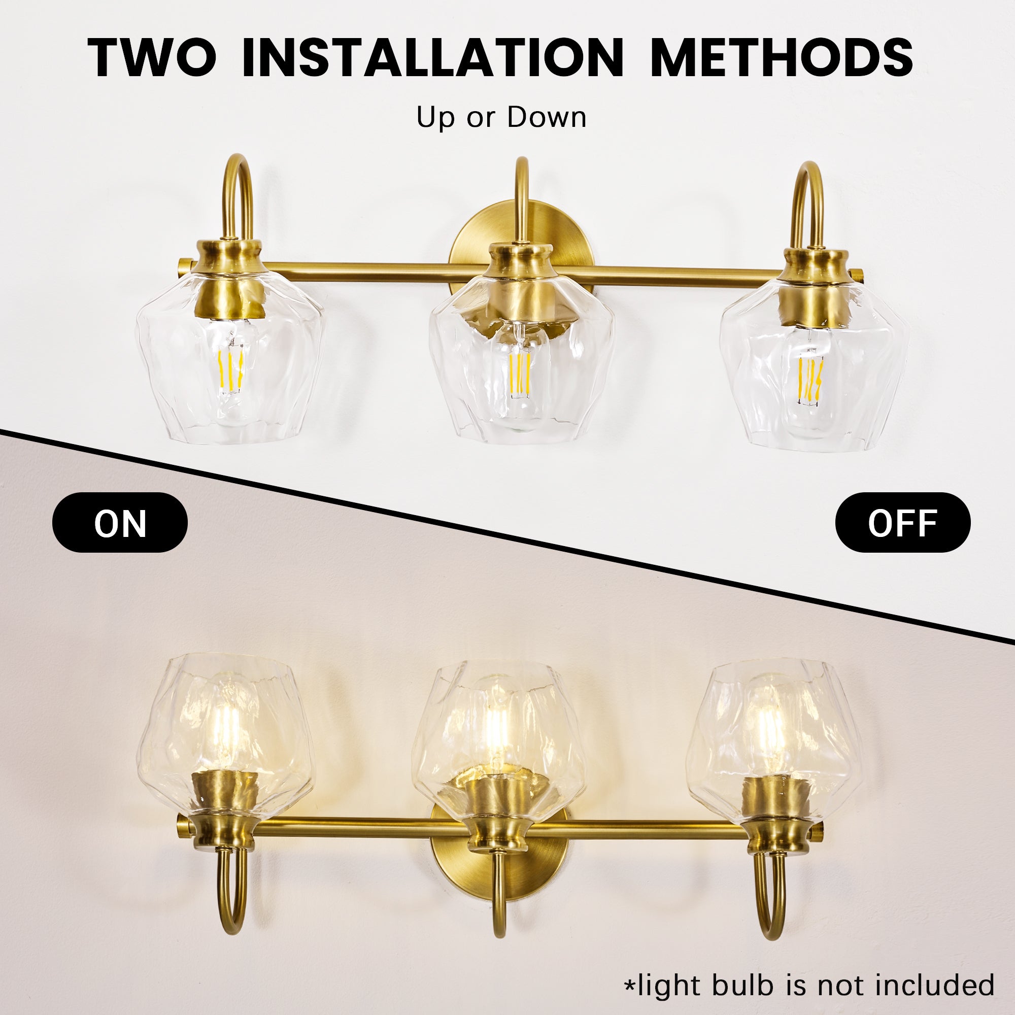 Contemporary Hammer Glass Shade Gooseneck Bathroom Wall Sconce