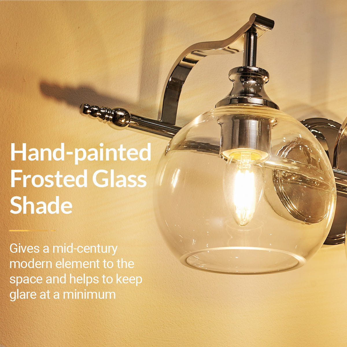 Modern Clear Globe Glass Shade Metal Crank Frame Bathroom Sconces