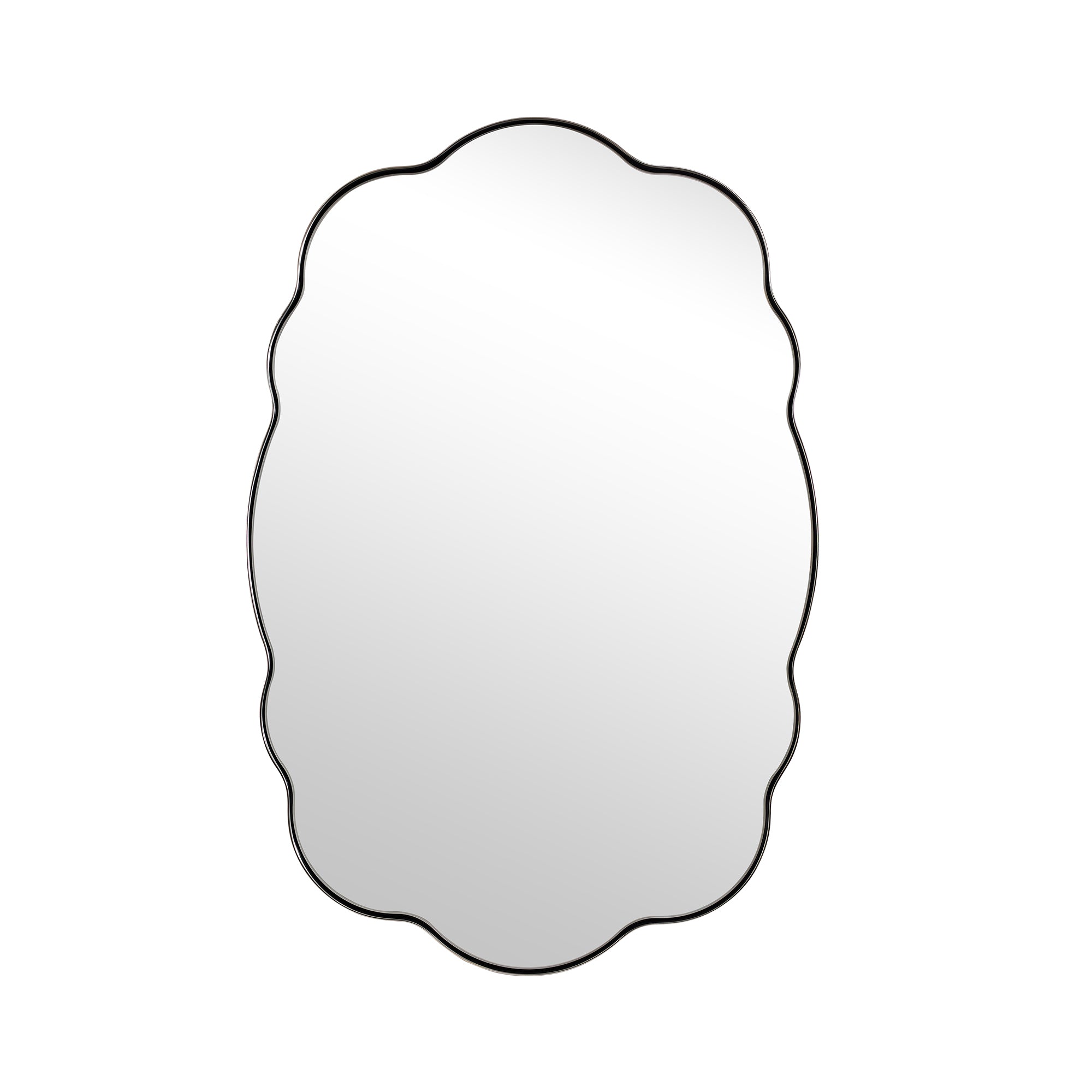 Contemporary Wavy Oval Scalloped Bathroom Vanity Mirror Irregular Decorative Mirror| Stainless Steel Framed