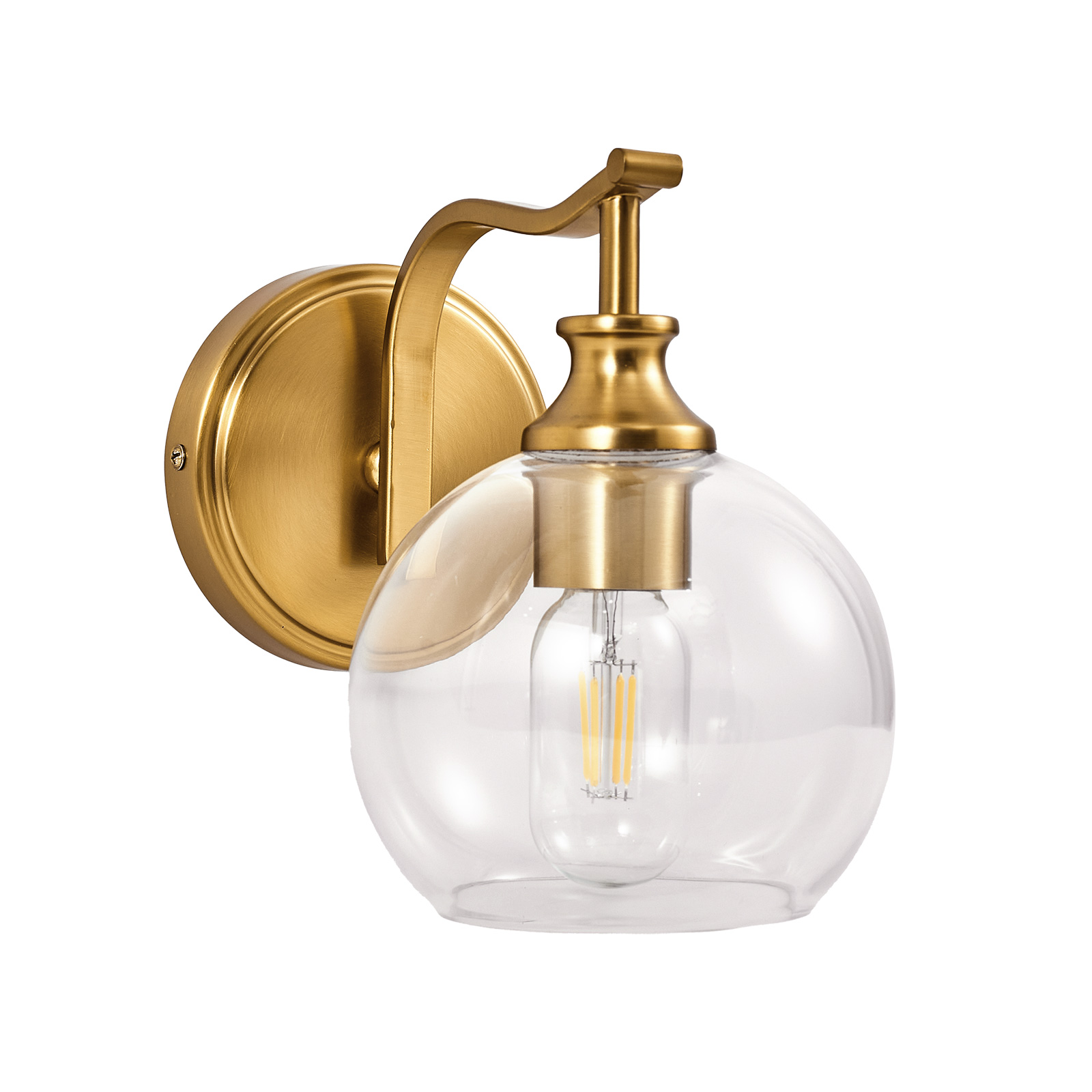 Modern Clear Globe Glass Shade Metal Crank Frame Bathroom Sconces