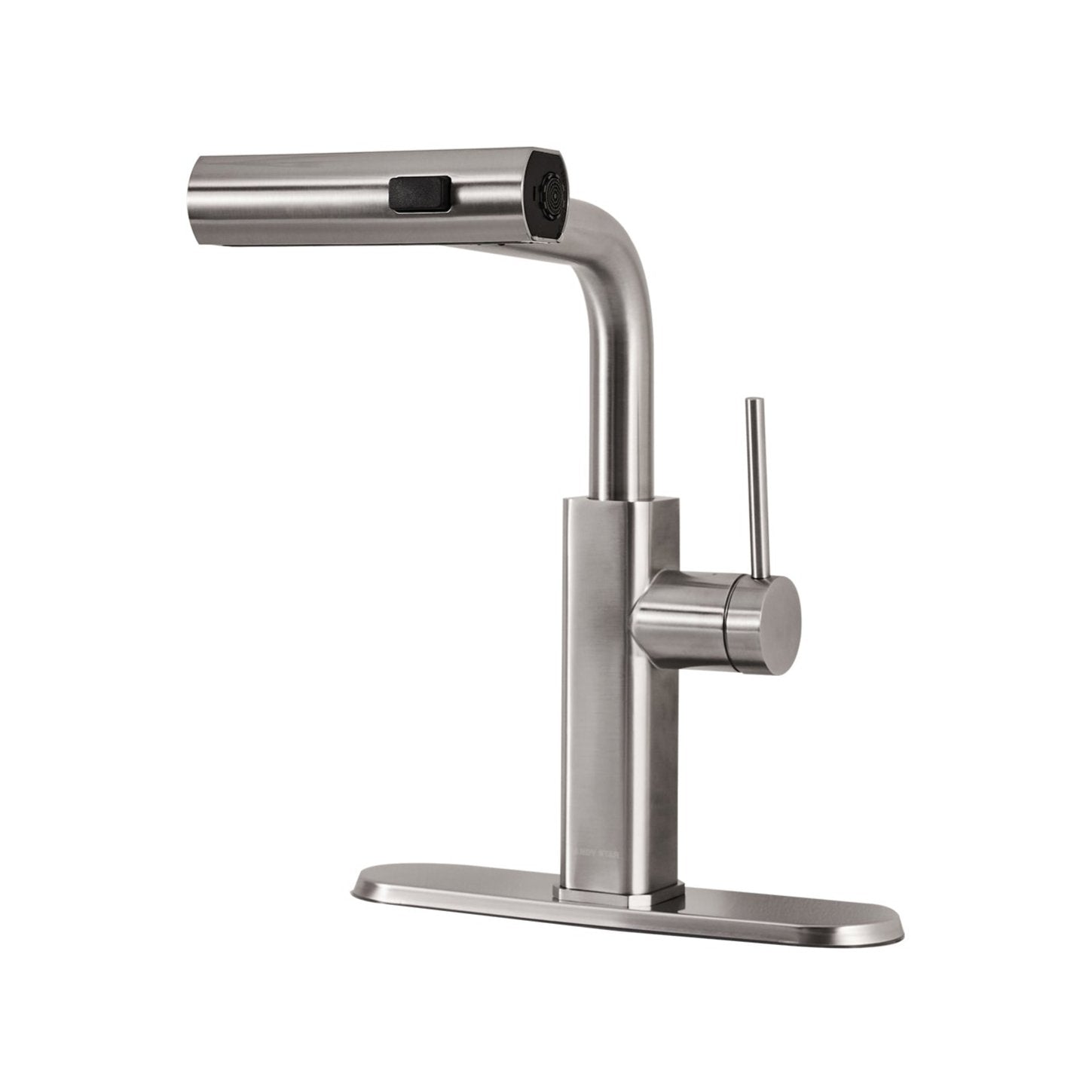 Modern Stainless Steel Single Hole Kitchen Faucet with Pull-Out Sprayer