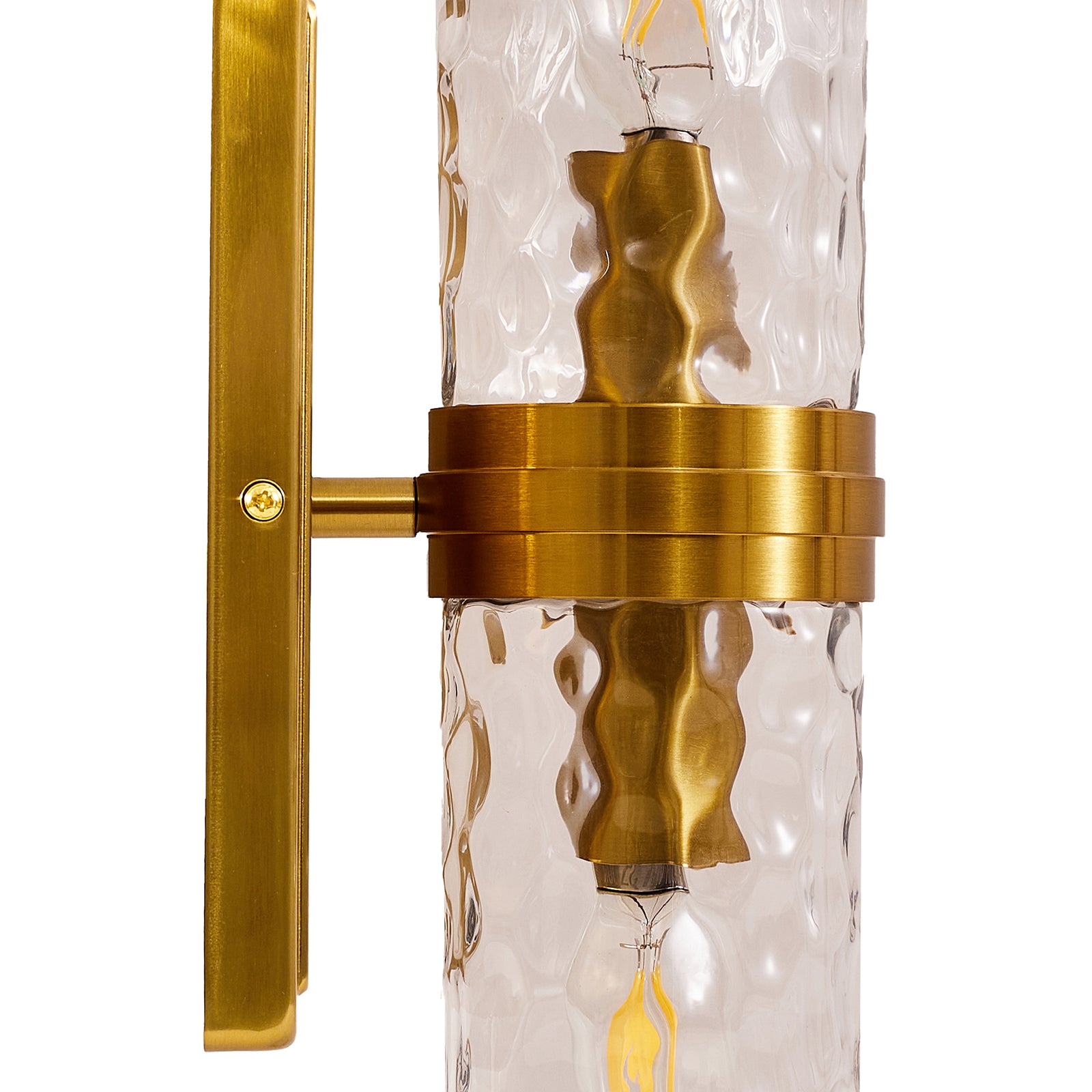 Elegant Hammer Glass Double-Cylinder Shade Wall Sconce Bathroom Light Fixture
