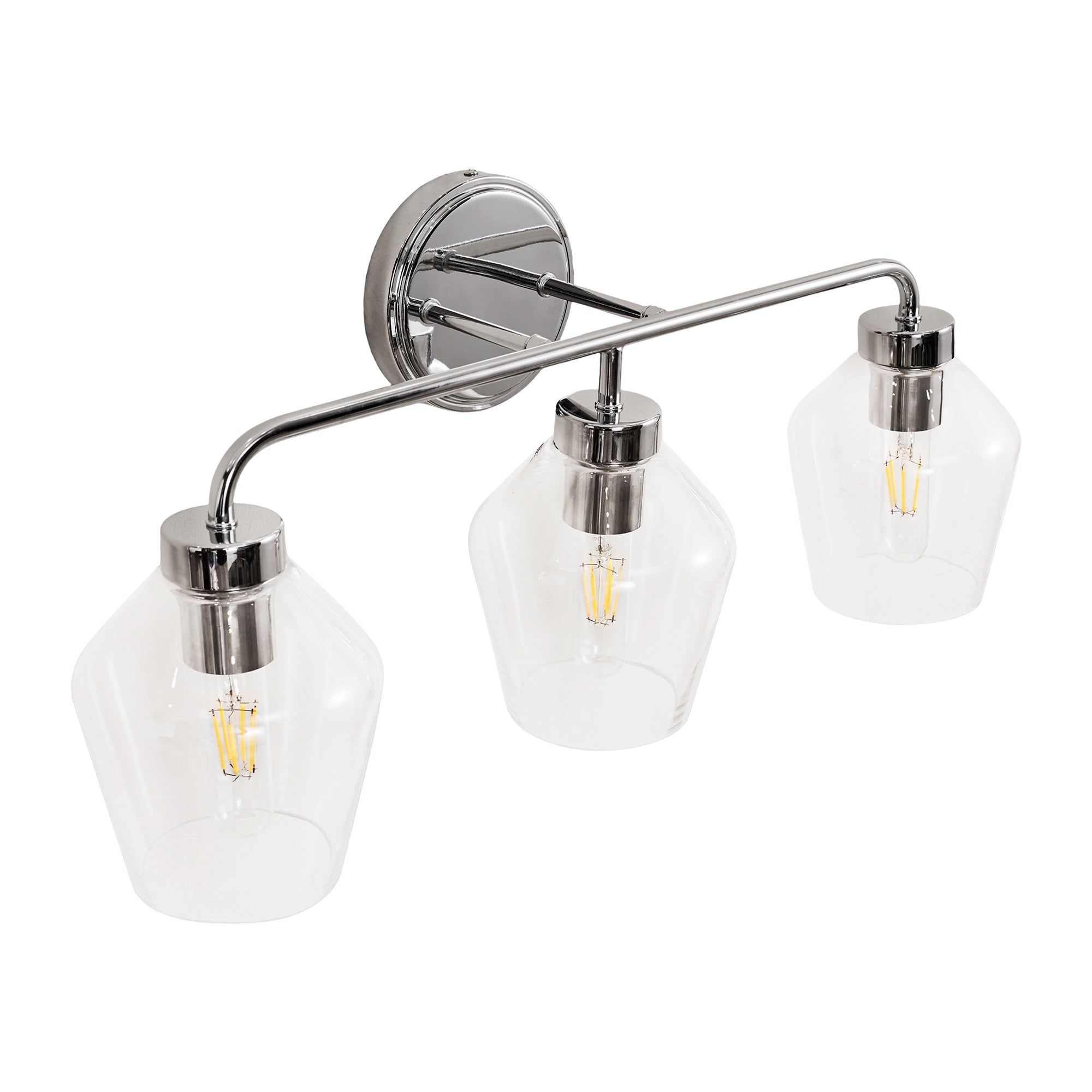Contemporary Metal Frame Clear Glass Shade Wall Sconce Bathroom Vanity Light