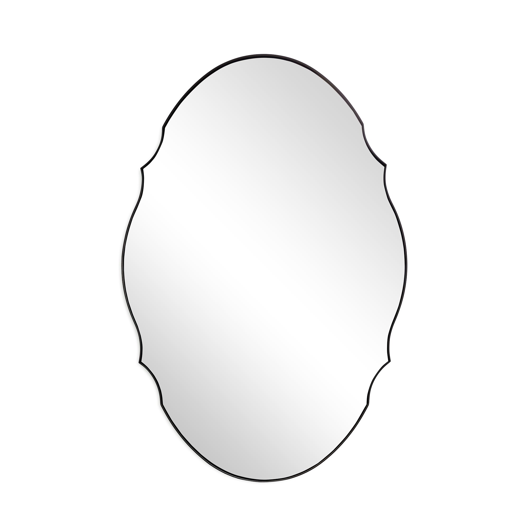 Contemporary Oval Scalloped Wall Mirror Irregular Bathroom Vanity Mirror| Stainless Steel Frame