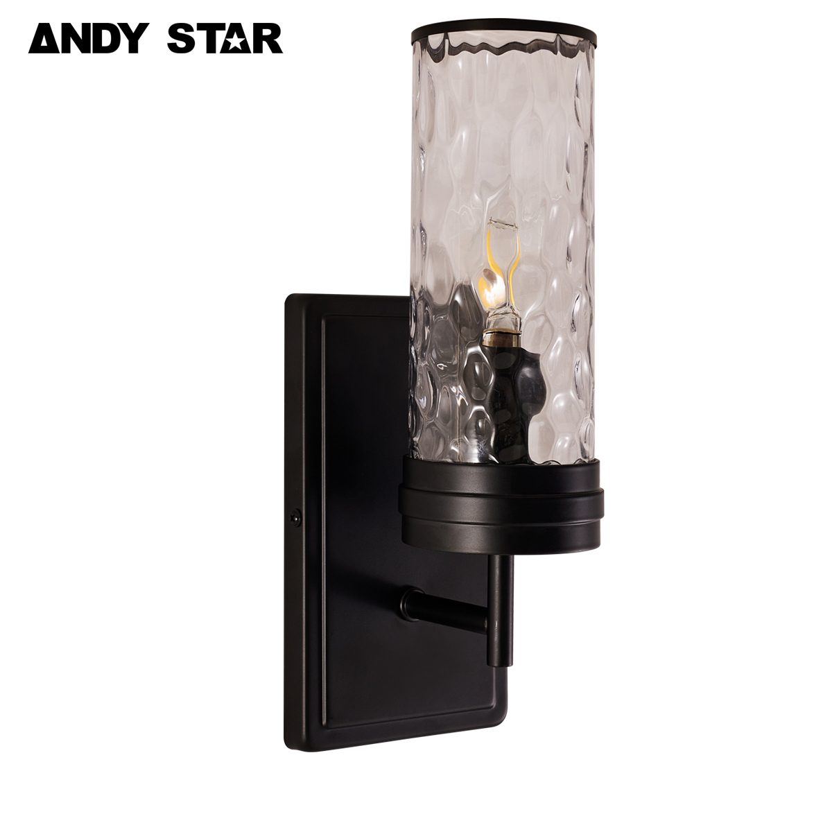 ANDY STAR Modern 1-Light Bathroom Vanity Light Fixtures,Single Wall Sconce with Hammered Glass Shade for Bathroom Living Room Hallway