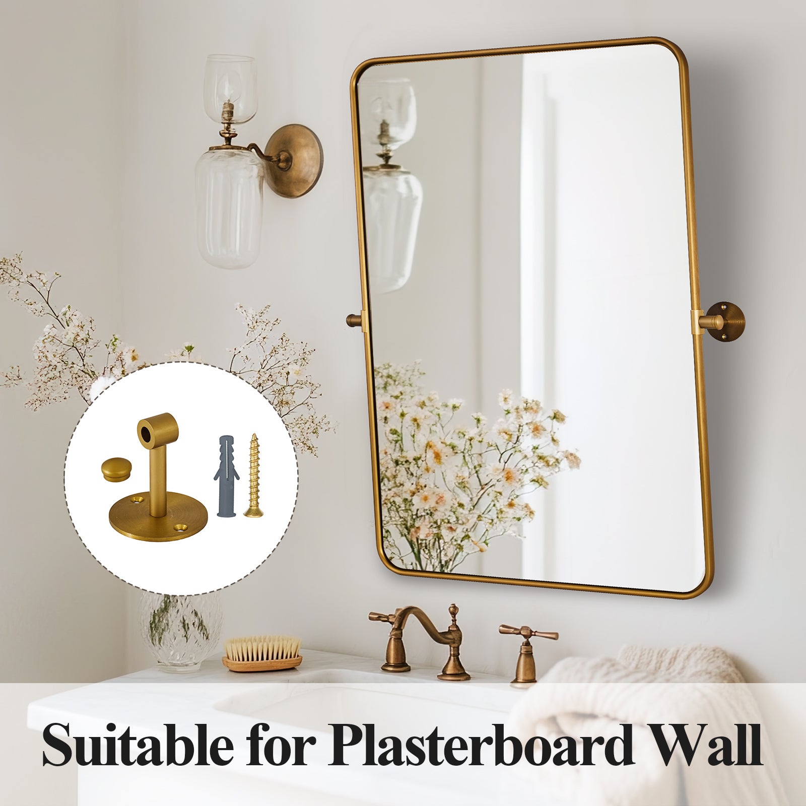 Modern Rectangle Pivot Mirror Adjustable Floating / Tilting Bathroom Mirror