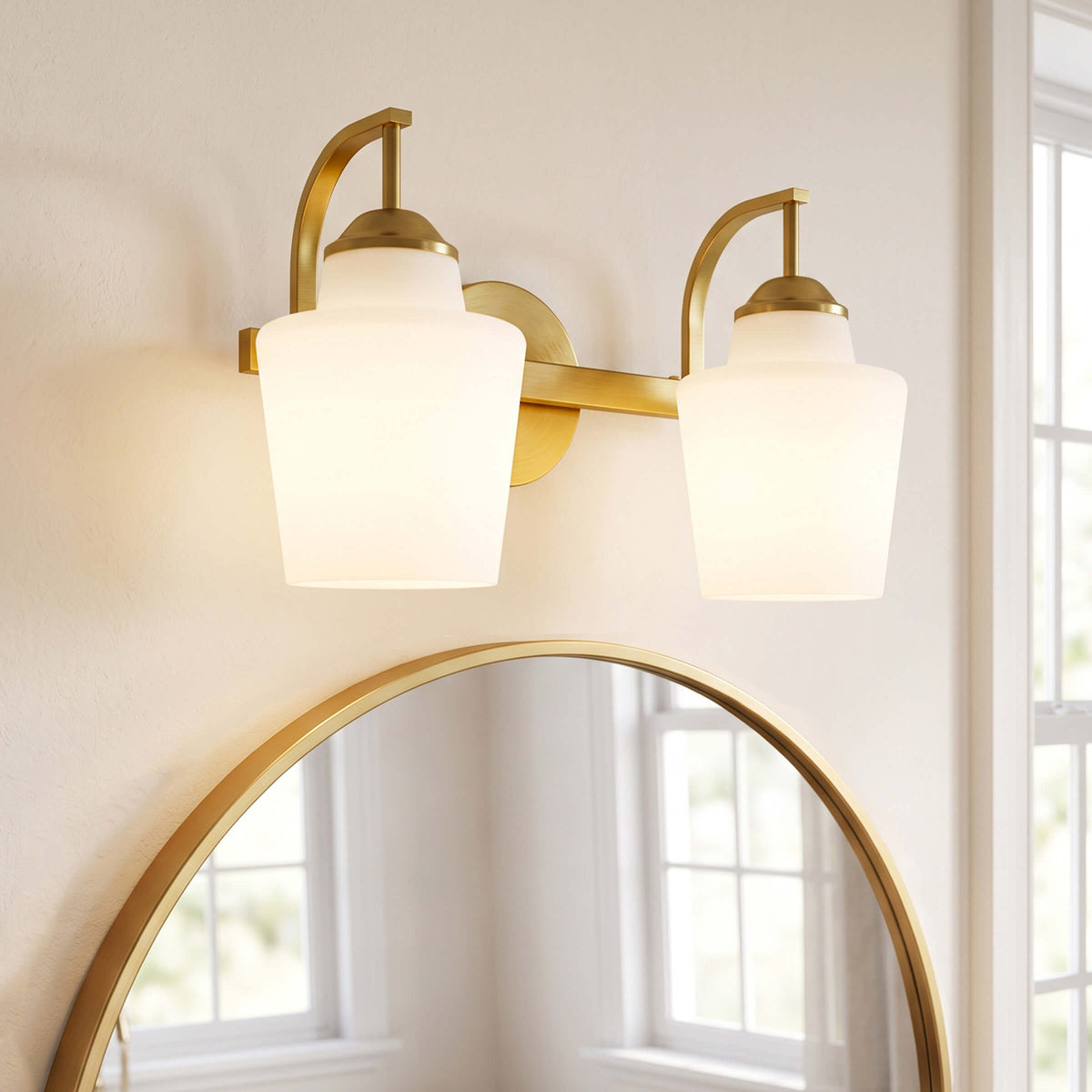 Contemporary Opal Glass Tapered Shade Bathroom Vanity Light