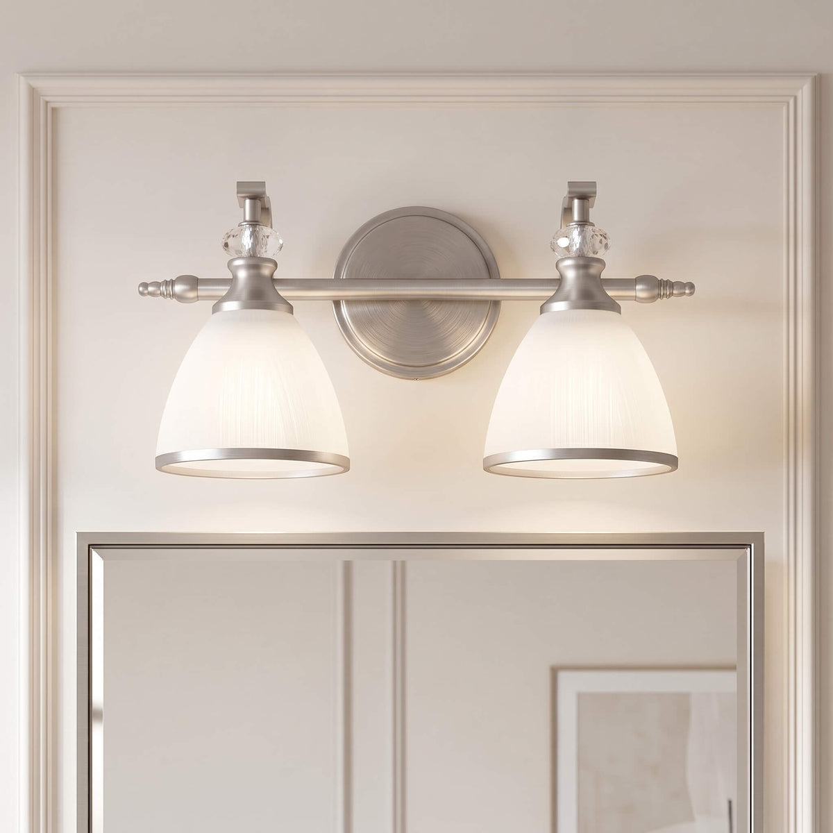 Vintage Frosted Trumpet Glass Shade Bathroom Vanity Light