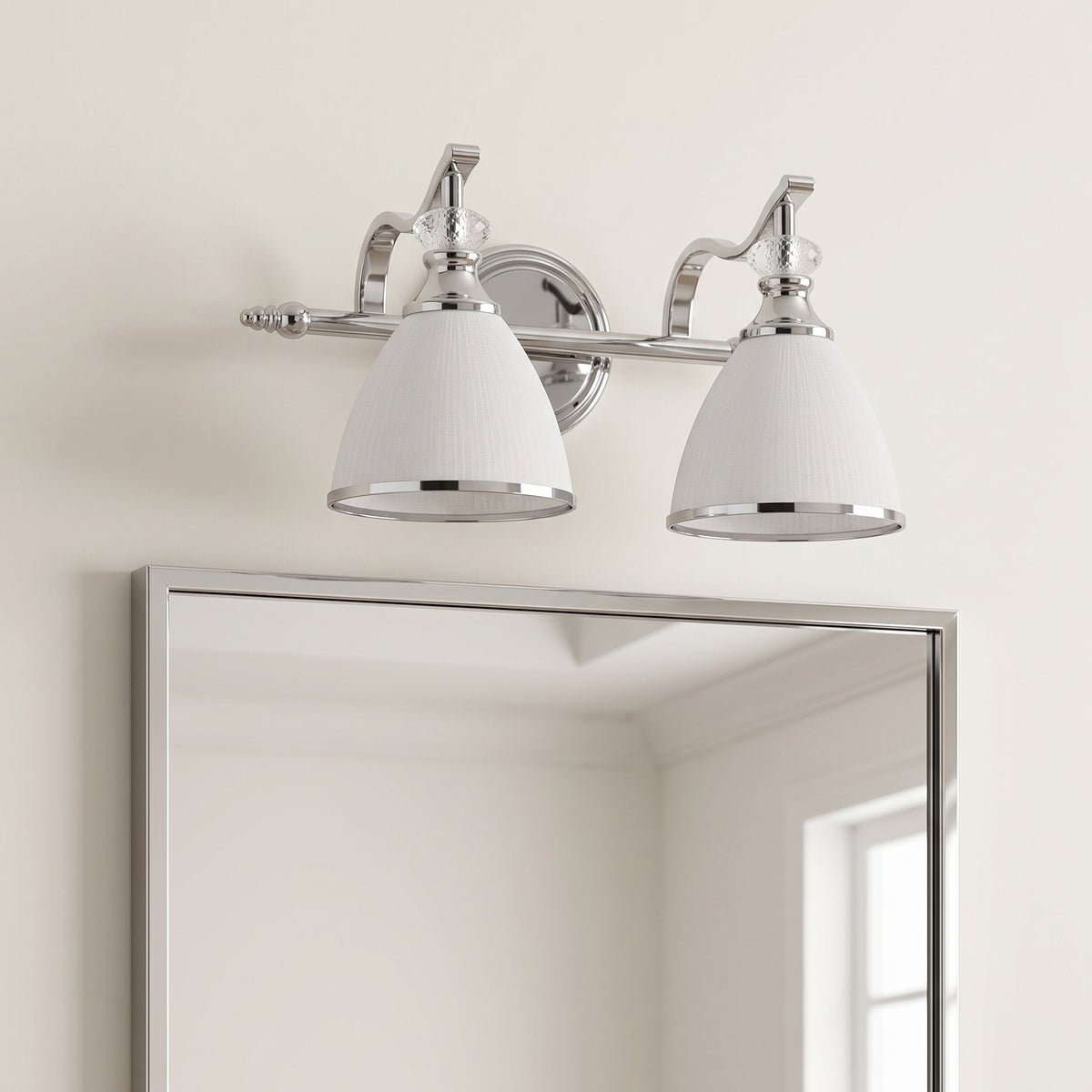 Artistical Metal Crank Frame White Frosted Trumpet Shade Bathroom Sconces