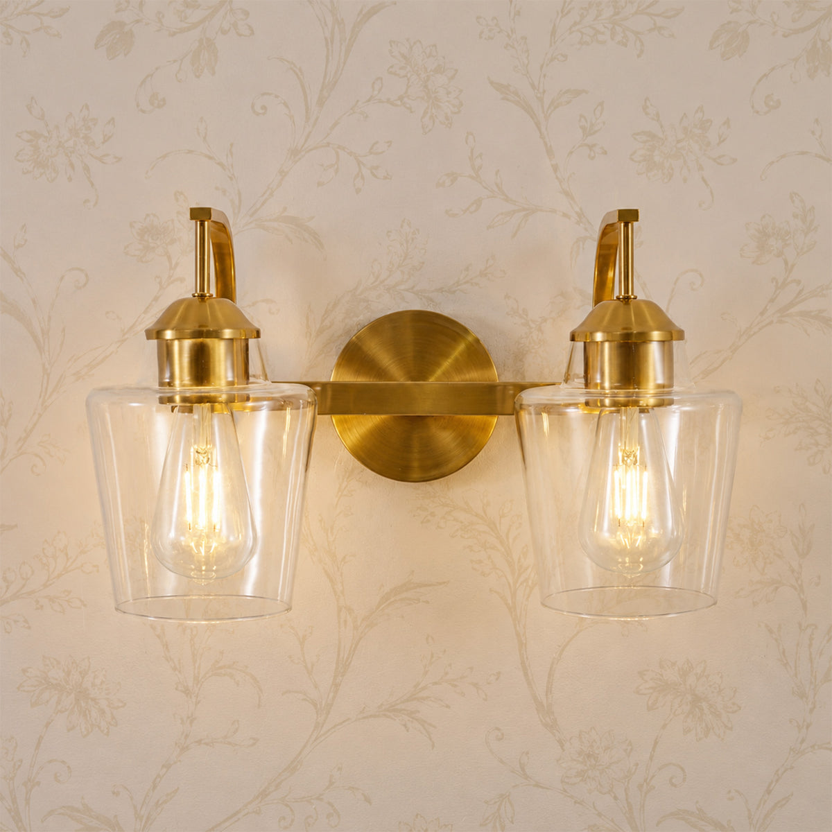 Contemporary Hand-Blown Tapered Glass Shade Bathroom Vanity Light