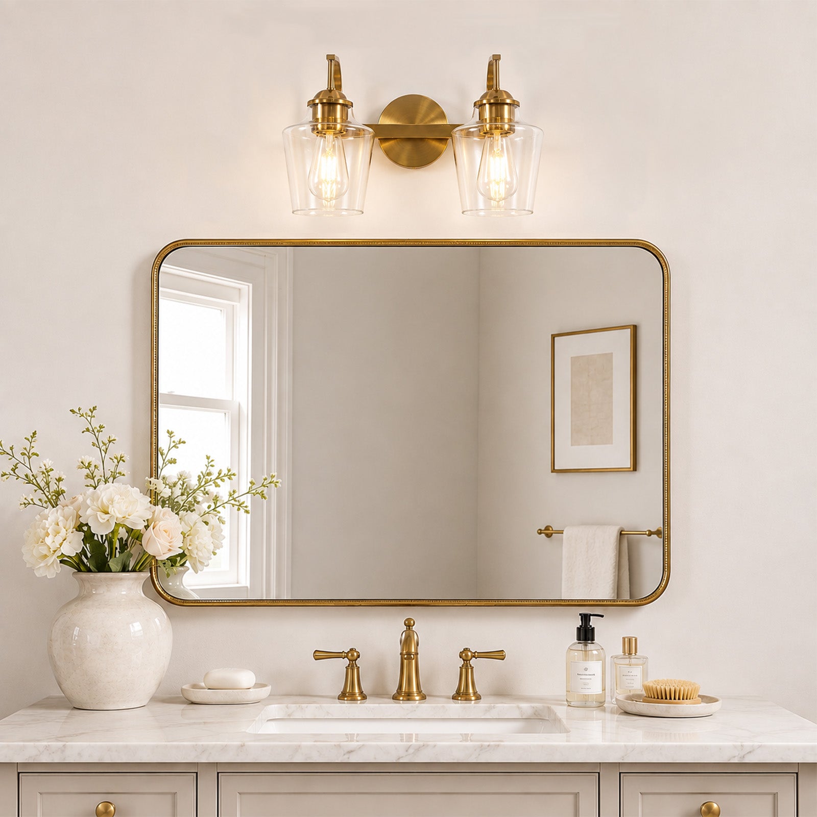 Contemporary Hand-Blown Tapered Glass Shades Bathroom Vanity Lights