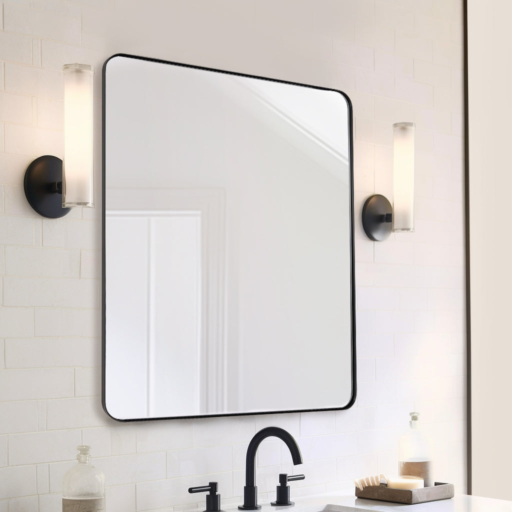 Modern Rounded Rectangle Mirror for Bathroom/ Vanity/ Wall | Stainless Steel Frame