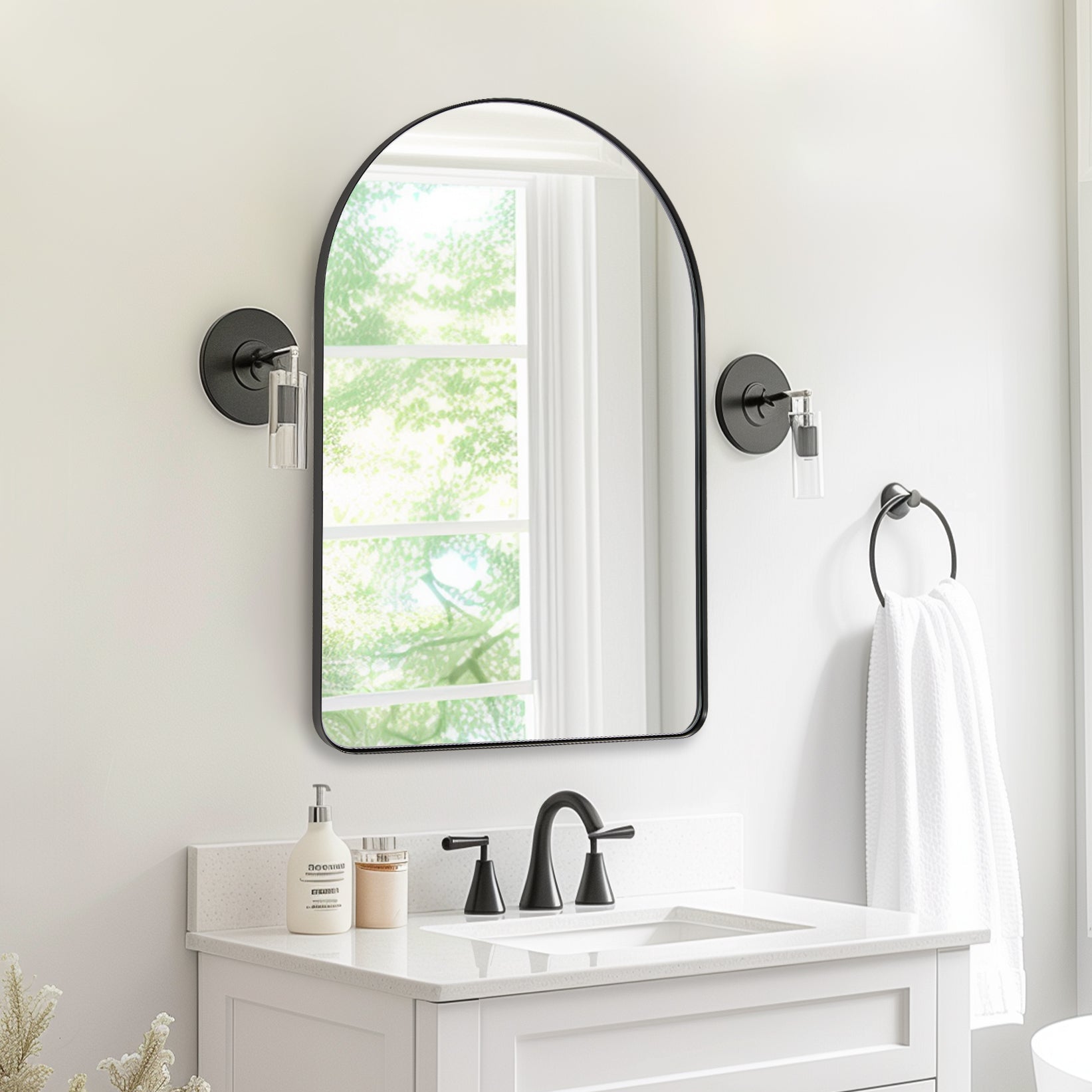 Contemporary Arched Bathroom Vanity Mirror | Stainless Steel Frame