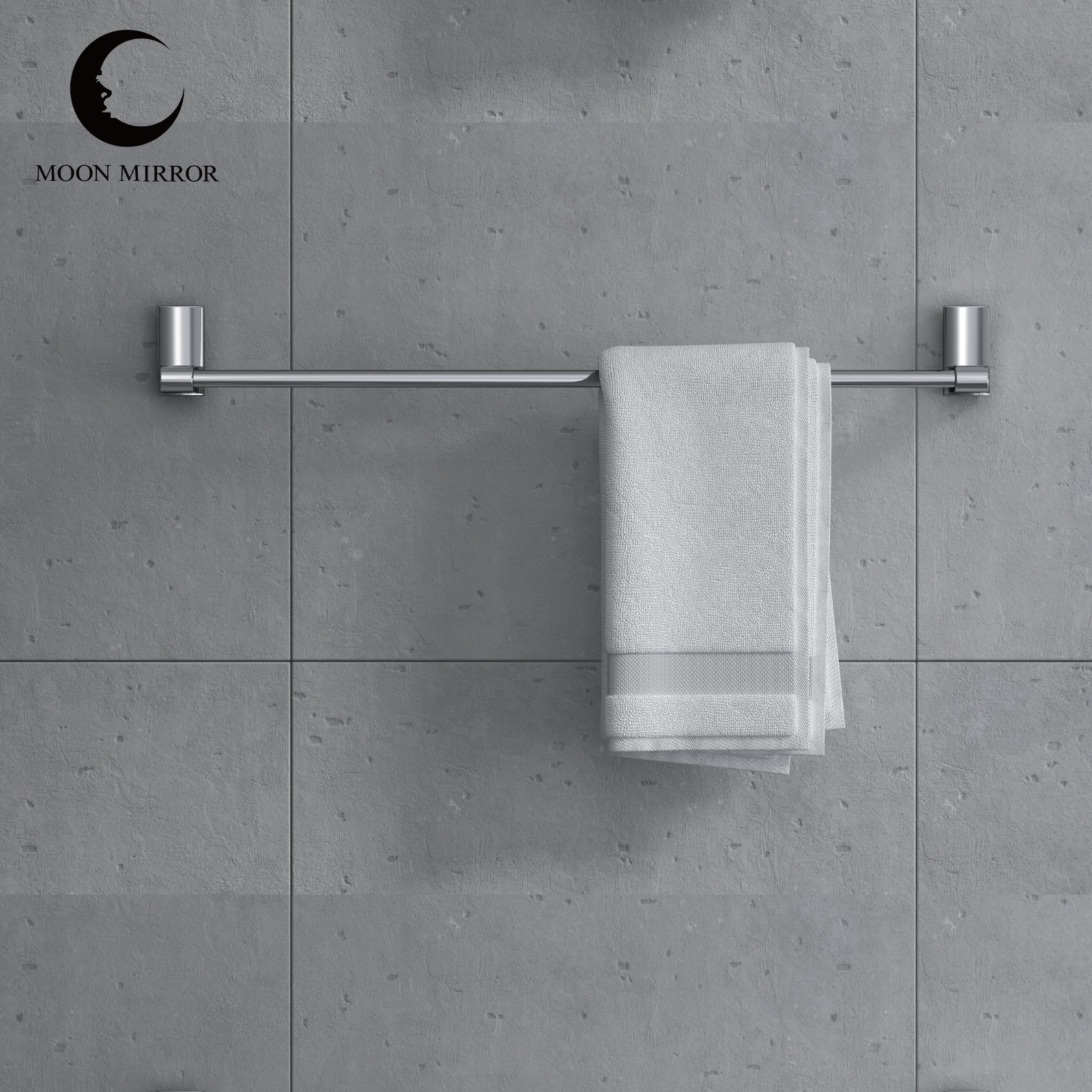 MOON MIRROR 304 Stainless Steel Thicken Towel Rack Chrome Bathroom Towel Bar Wall Mount