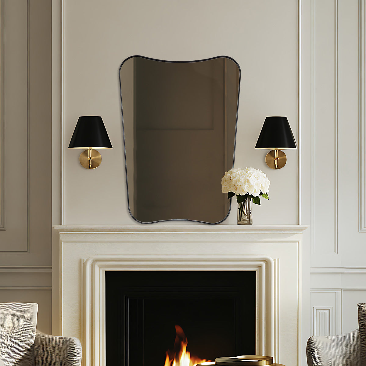 Asymmetrical Irregular Full Length Wall Mirror |Stainless Steel Frame