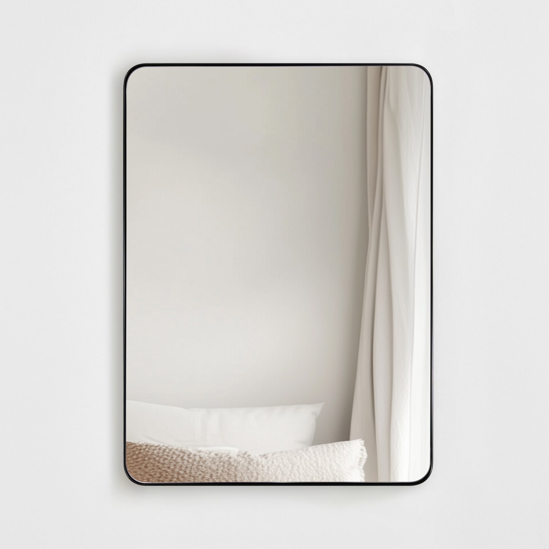 Modern Rounded Rectangle Mirror for Bathroom/ Vanity/ Wall | Stainless Steel Frame