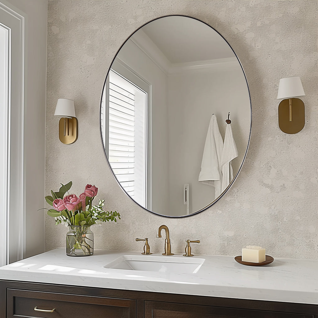 Modern Oval Bathroom Wall Mirrors |Stainless Steel Framed