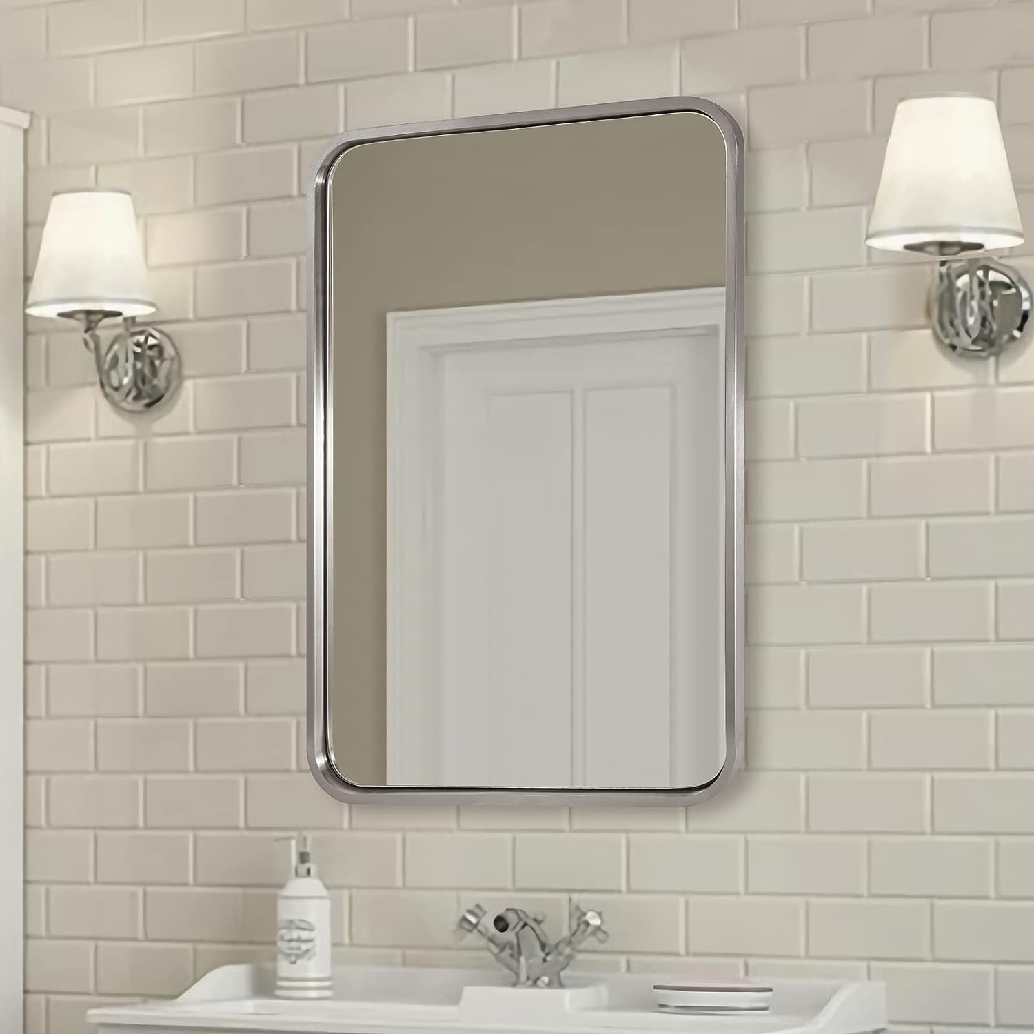 Modern Bold Framed Rectangle Wall Mirrors for Bathroom Wall| Stainless Steel Framed