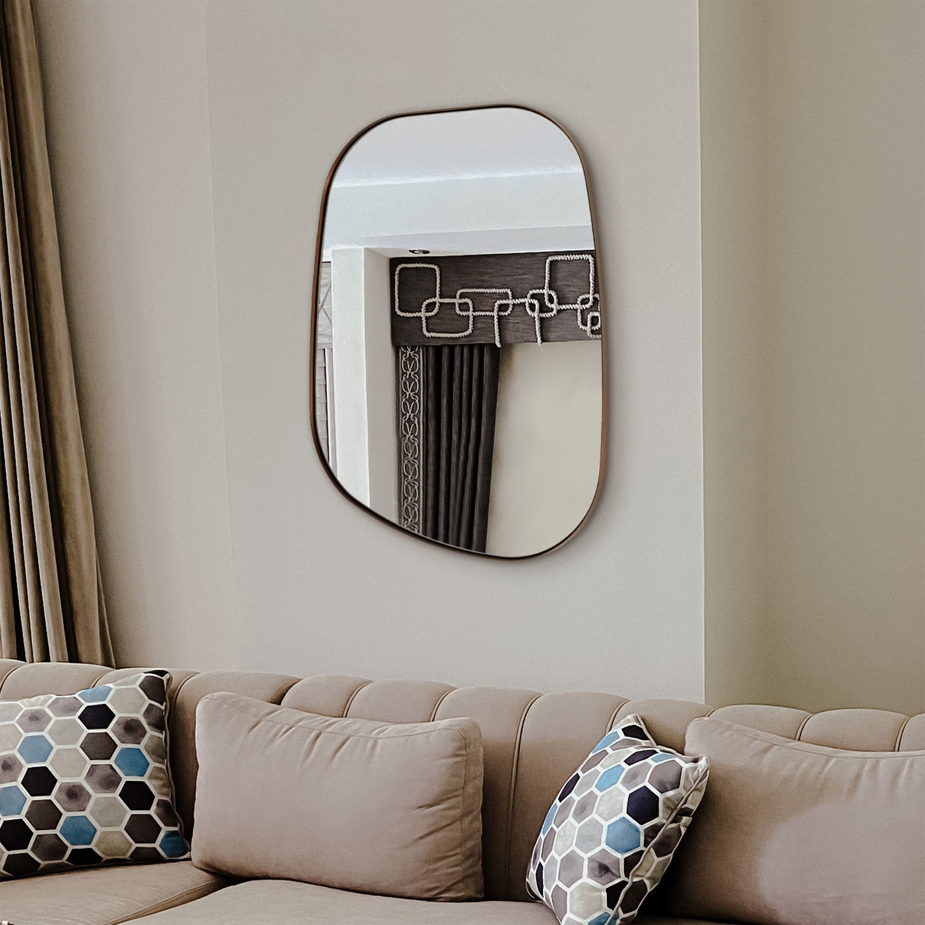 Asymmetrical Irregular Bathroom Wall Mirror | Stainless Steel Frame