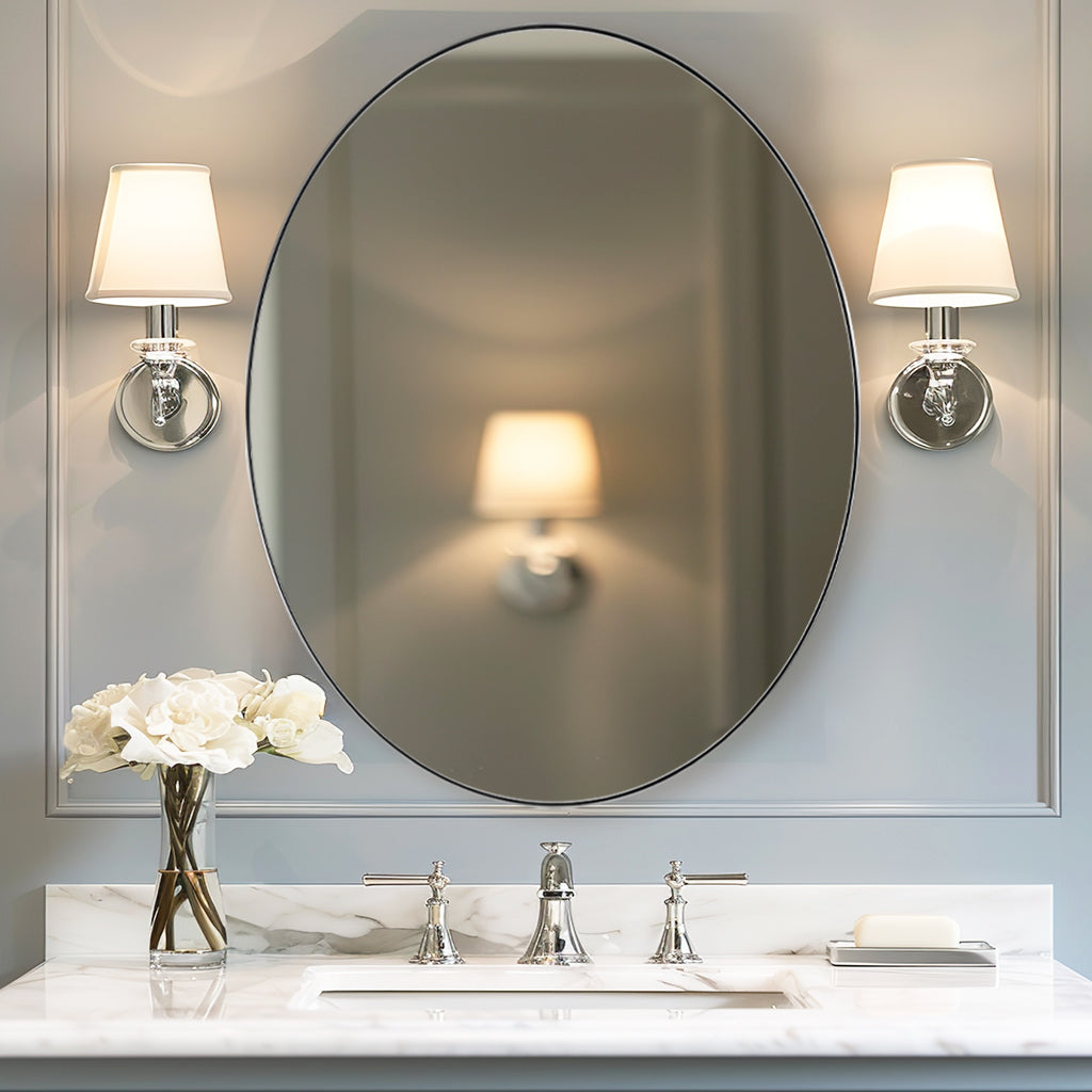 Modern Oval Bathroom Wall Mirrors |Stainless Steel Framed