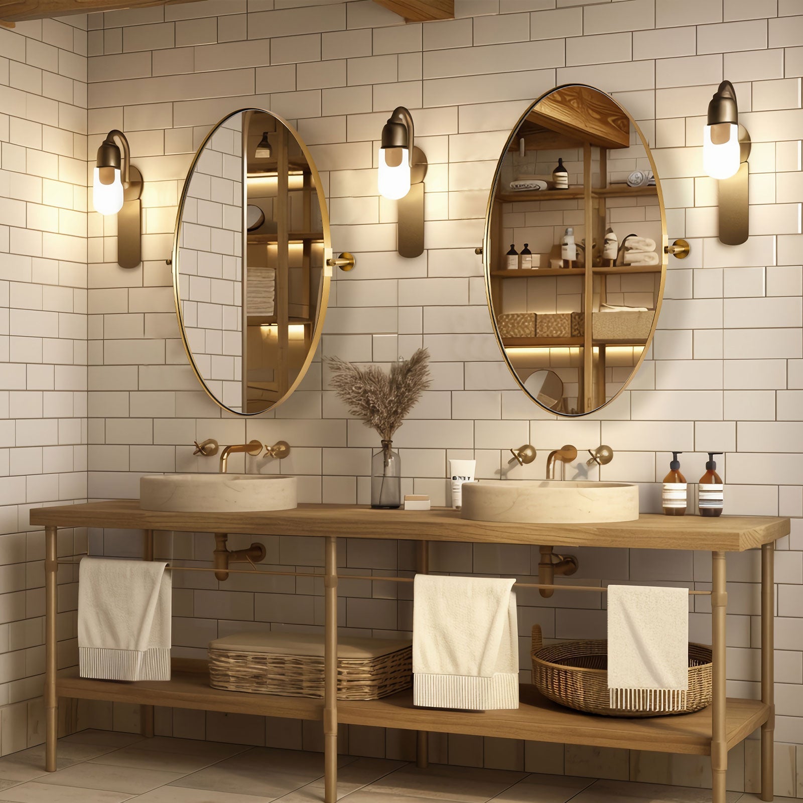 Oval Pivot Mirrors Adjustable Tilting Angle Floating Bathroom Mirror| Stainless Steel Framed