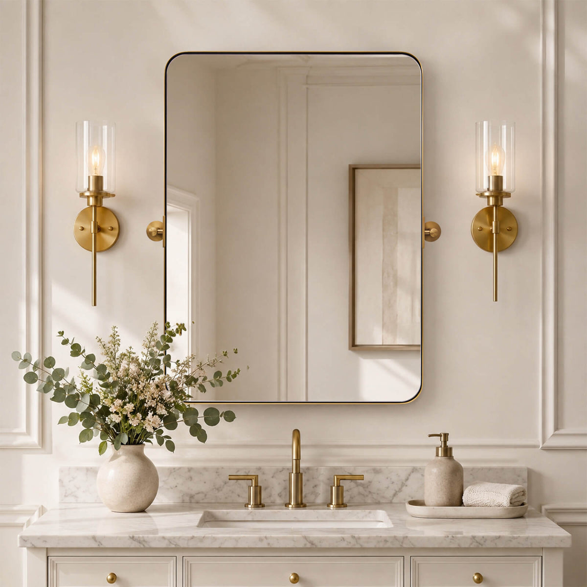 Tilting Rectangular Pivot Mirror for Bathroom/Vanity Floating Mirror | Stainless Steel Frame
