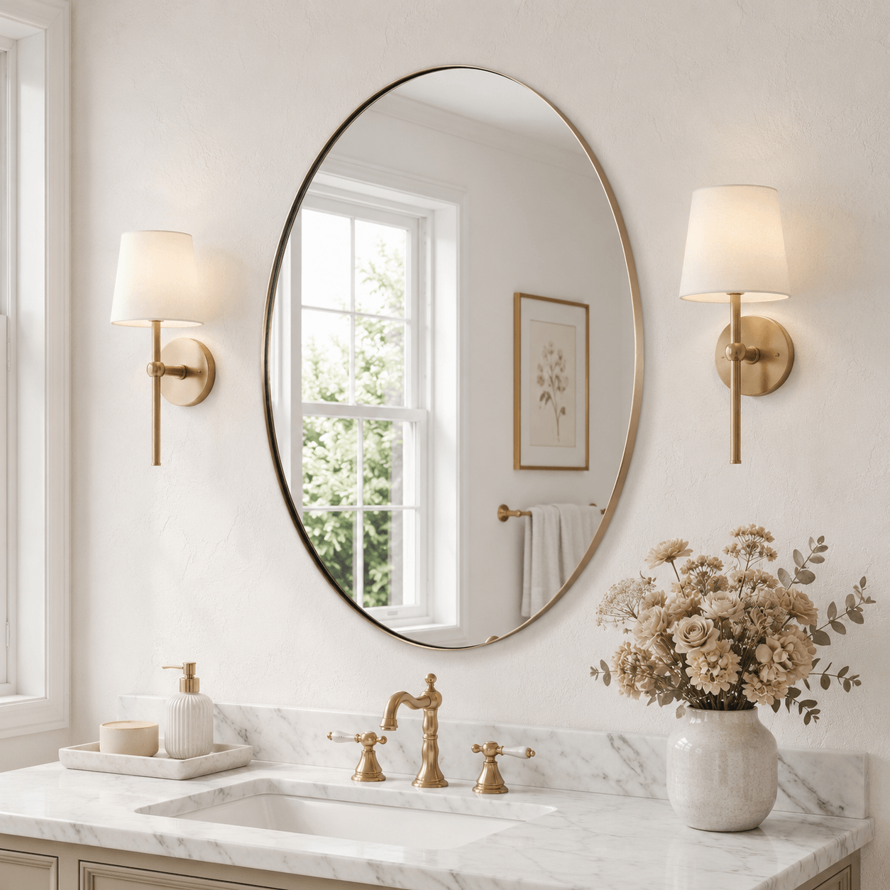 Modern Oval Bathroom Wall Mirrors |Stainless Steel Framed