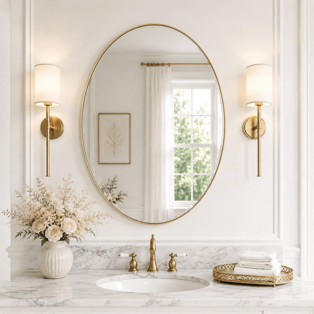 Modern Oval Bathroom Wall Mirrors |Stainless Steel Framed