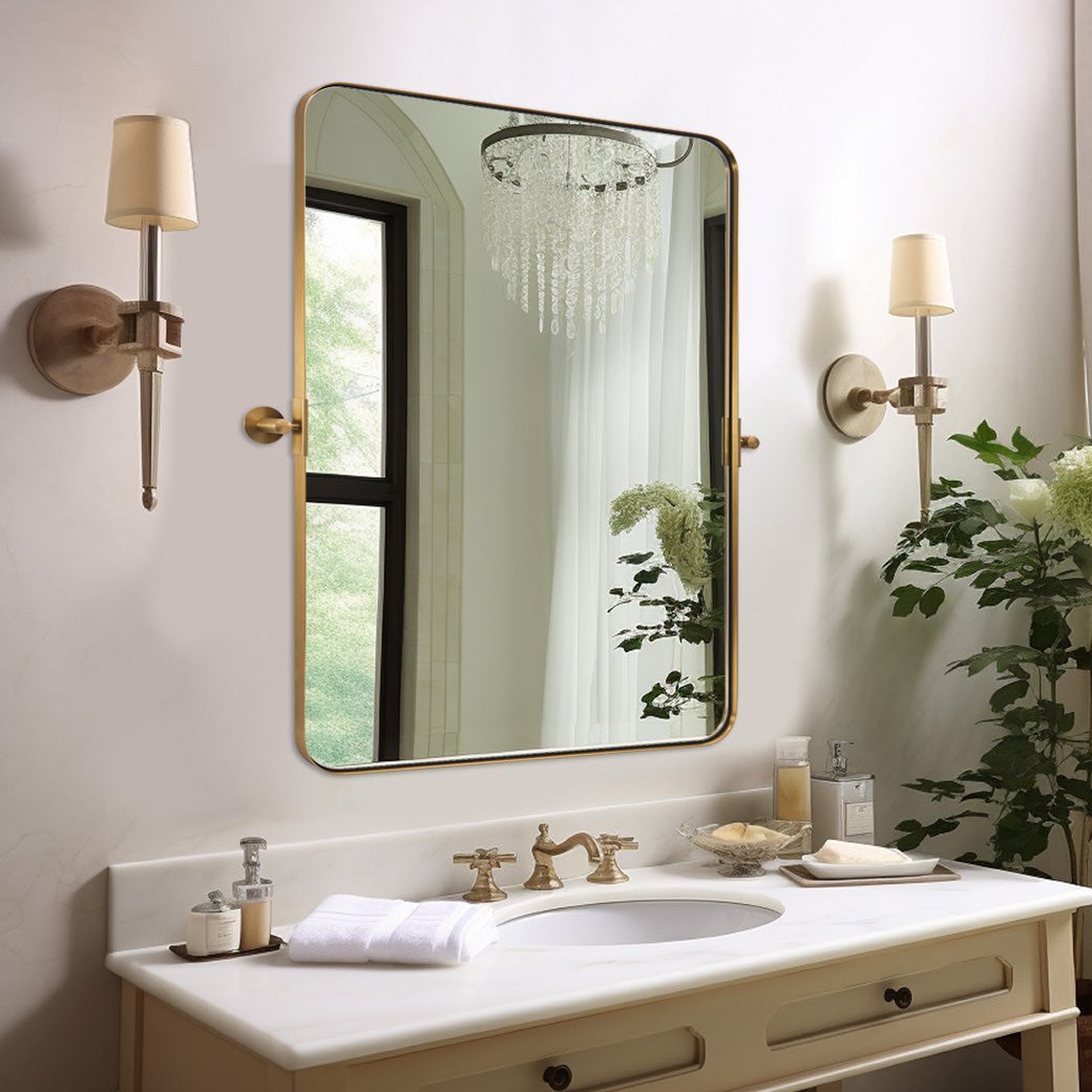 Tilting Rectangular Pivot Mirror for Bathroom/Vanity | Stainless Steel Frame