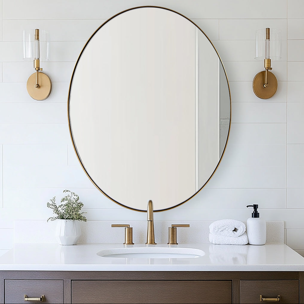 Modern Oval Bathroom Wall Mirrors |Stainless Steel Framed