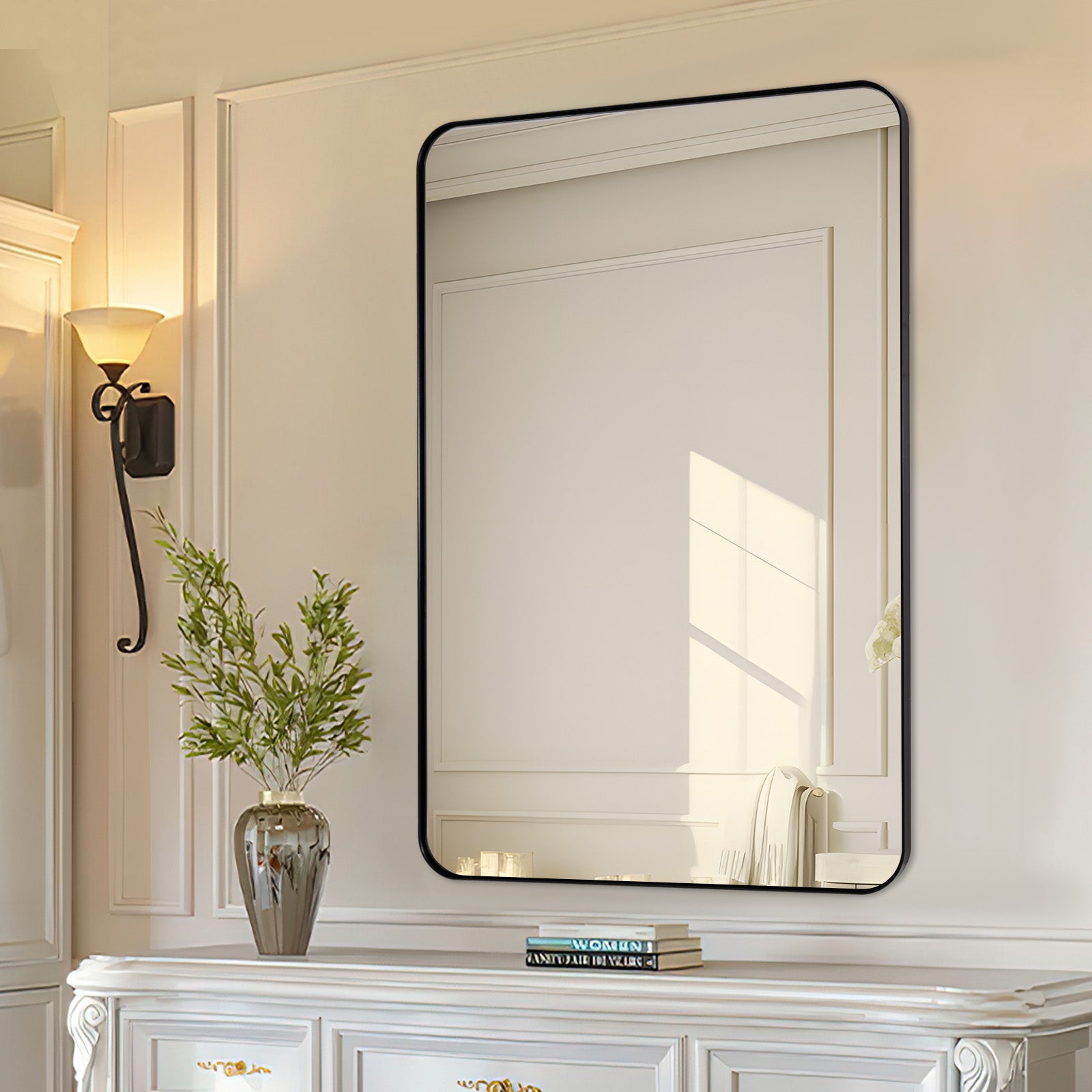 Minimalist Modern Rounded Rectangular Bathroom Mirrors