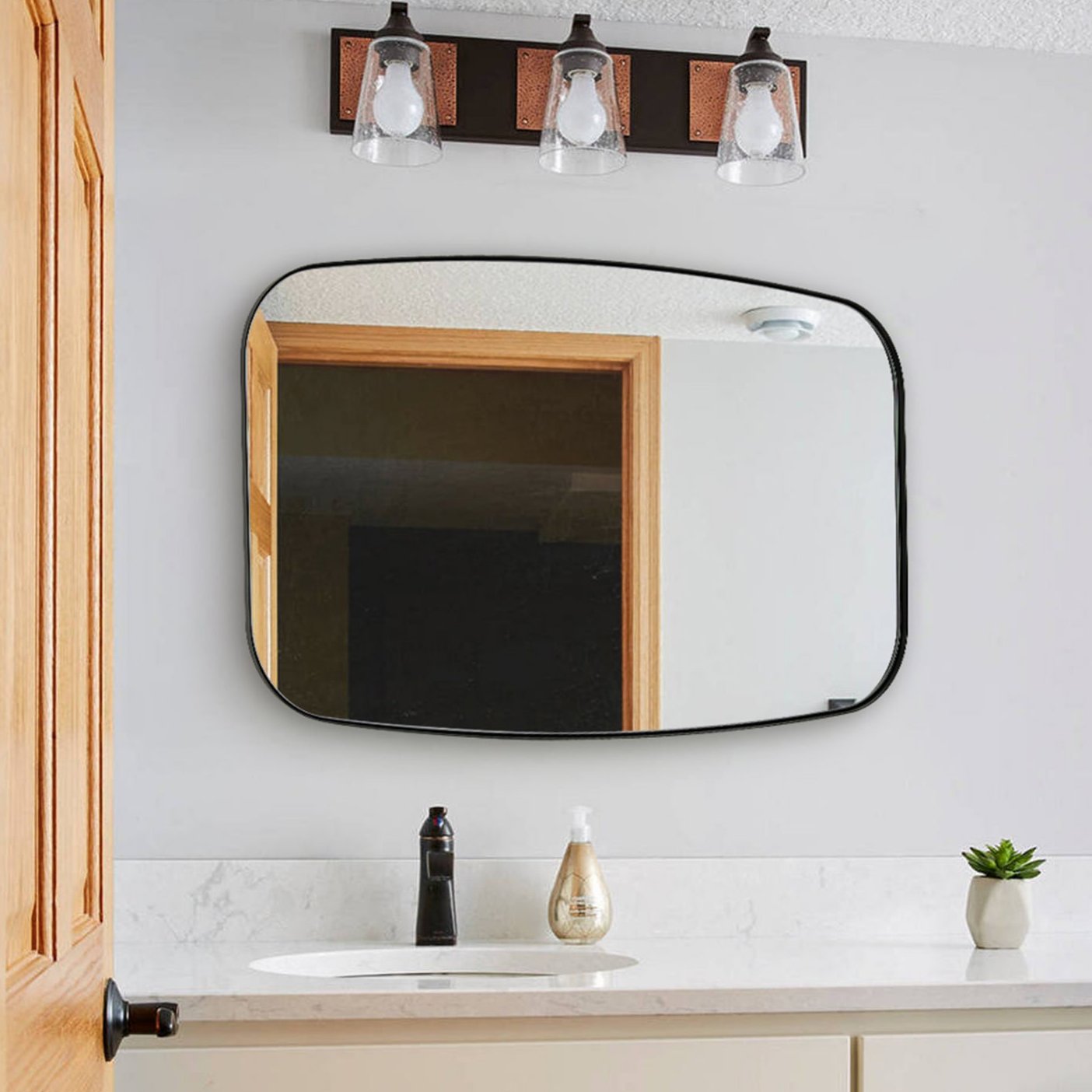 Open Box Like New:Modern Oblong Bathroom Mirror Long Oval Mirror
