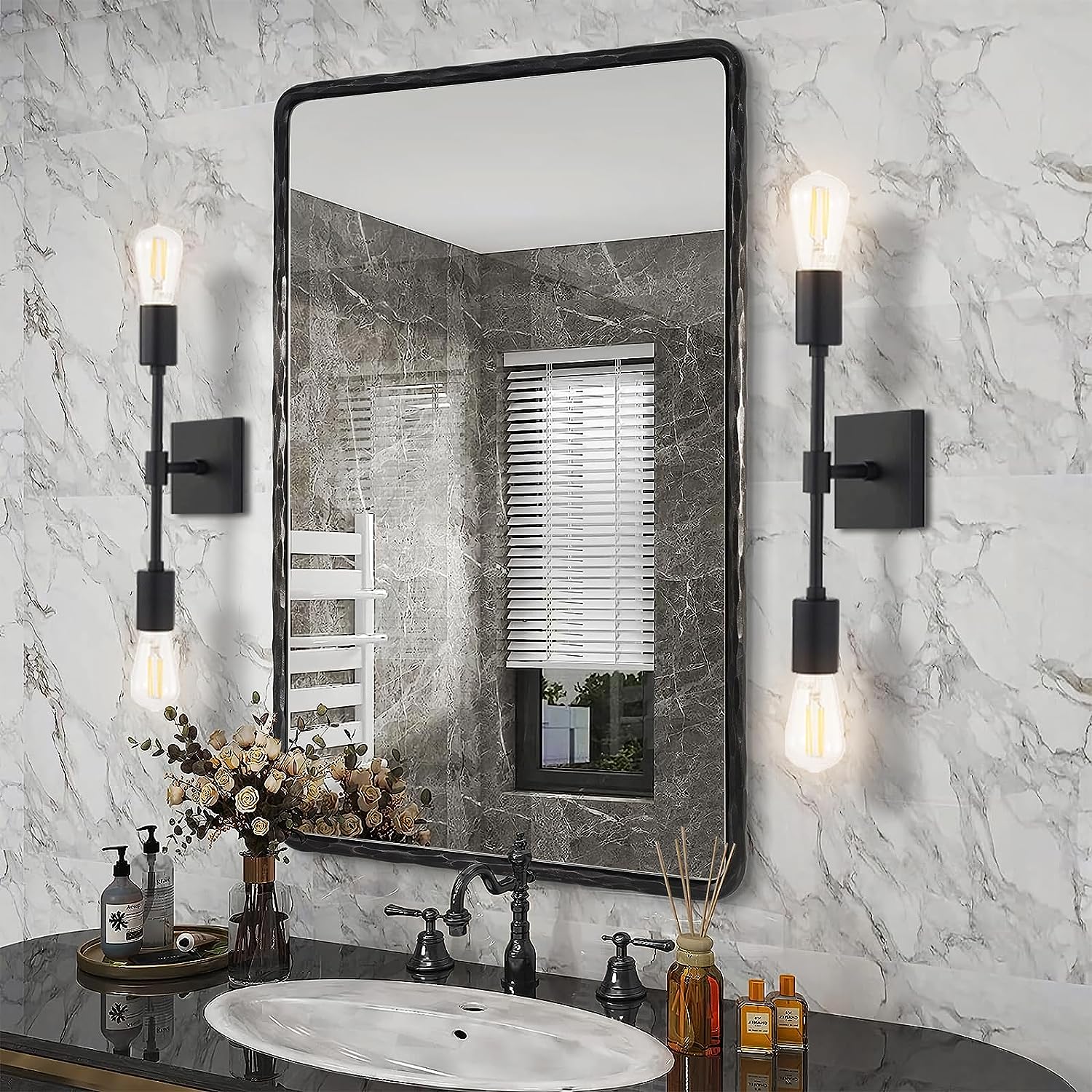 Antique Forged Iron Rectangle Wall Mirrors Wrought Iron Mirror Hand Hammer Frame