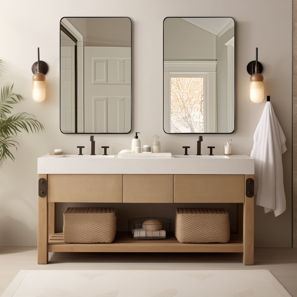 Modern Rounded Rectangle Mirror for Bathroom/ Vanity/ Wall | Stainless Steel Frame