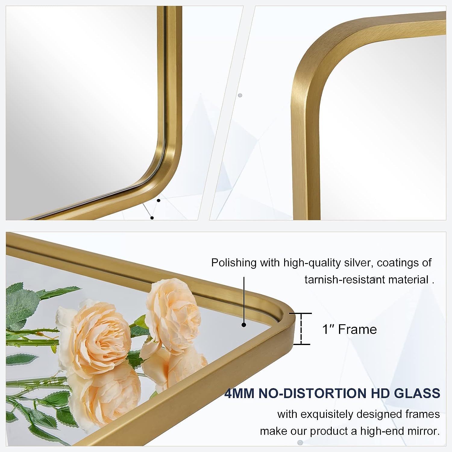 Modern Bold Framed Rectangle Wall Mirrors for Bathroom Wall| Stainless Steel Framed