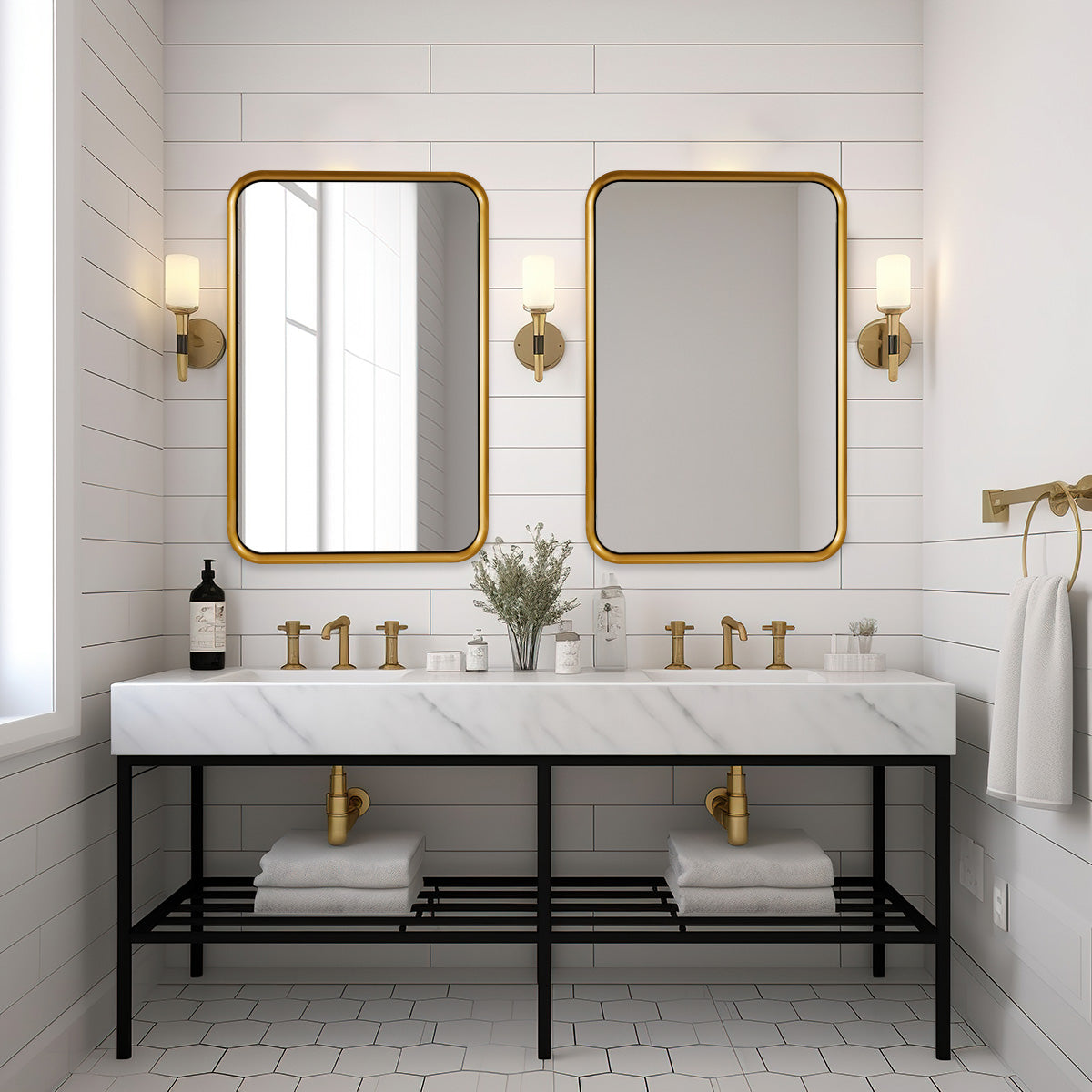 Open Box Like New:Metal Reverse Expansion Frame Suspended Mirror Rectangle Wall Mirror