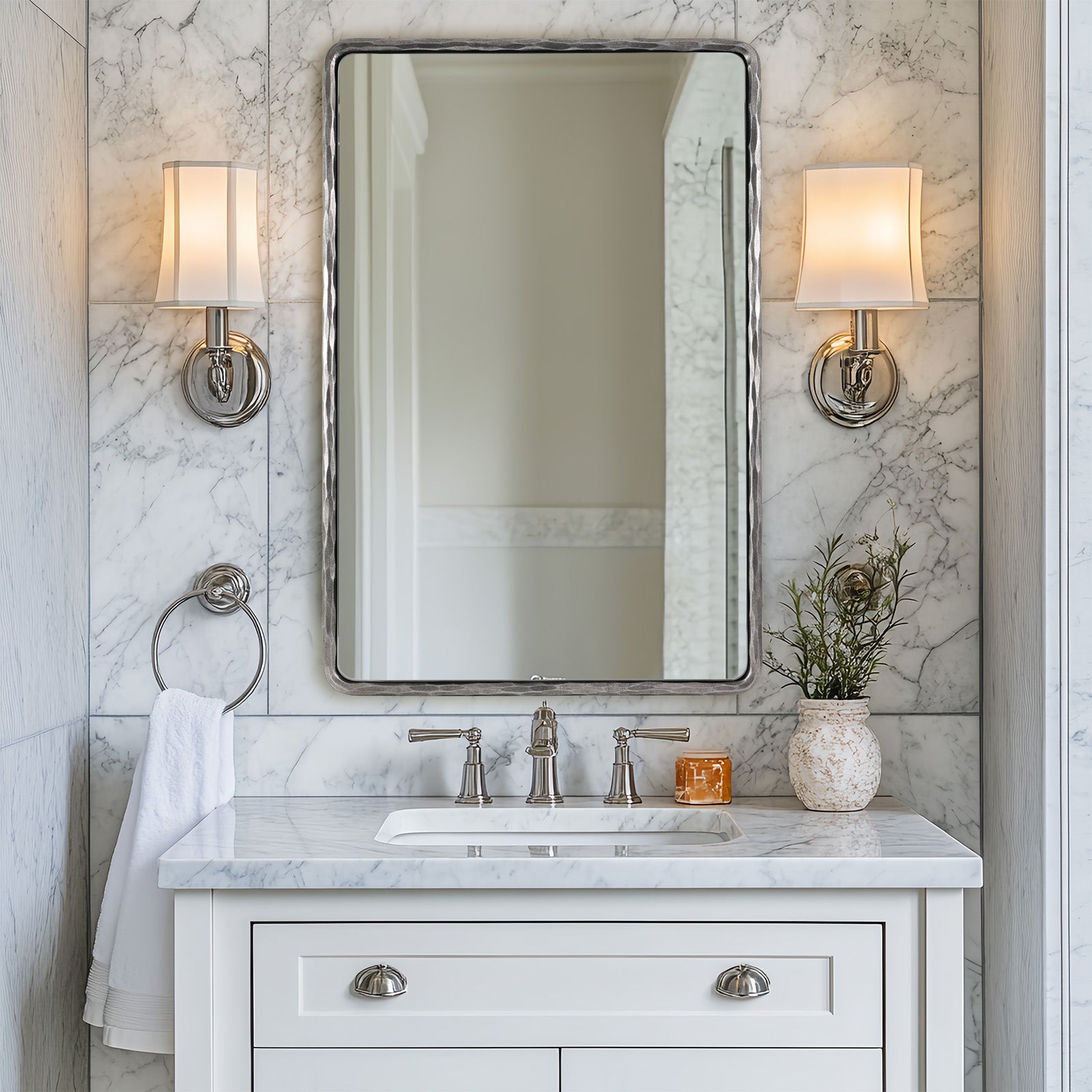 Open Box Like New: Antique Forged Iron Rectangle Wall Mirrors Wrought Iron Mirror