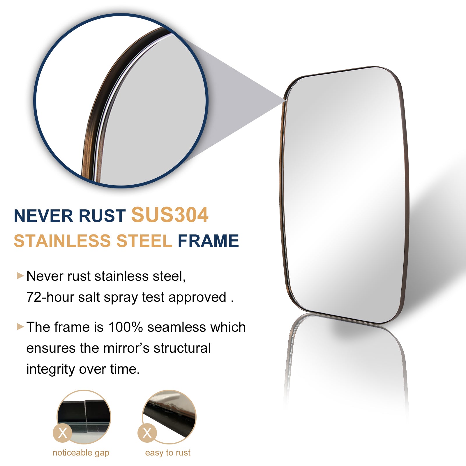 Open Box Like New:Modern Oblong Bathroom Mirror Long Oval Mirror