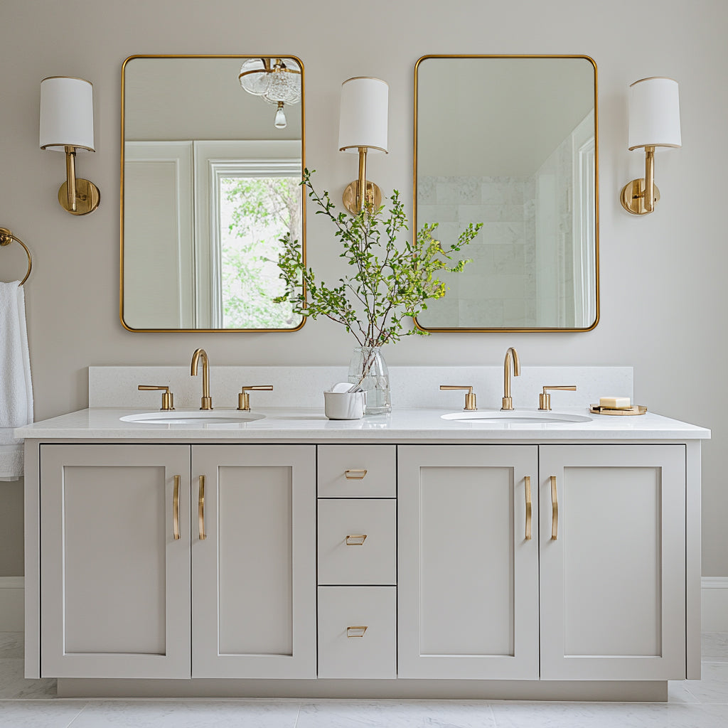 Contemporary Rounded Rectangular Bathroom Wall Mirror| Aluminum U-Tube Framed