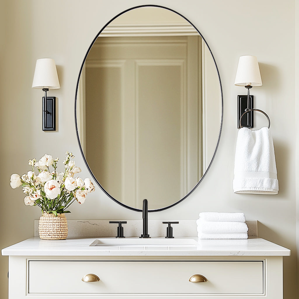 Modern Oval Bathroom Wall Mirrors |Stainless Steel Framed