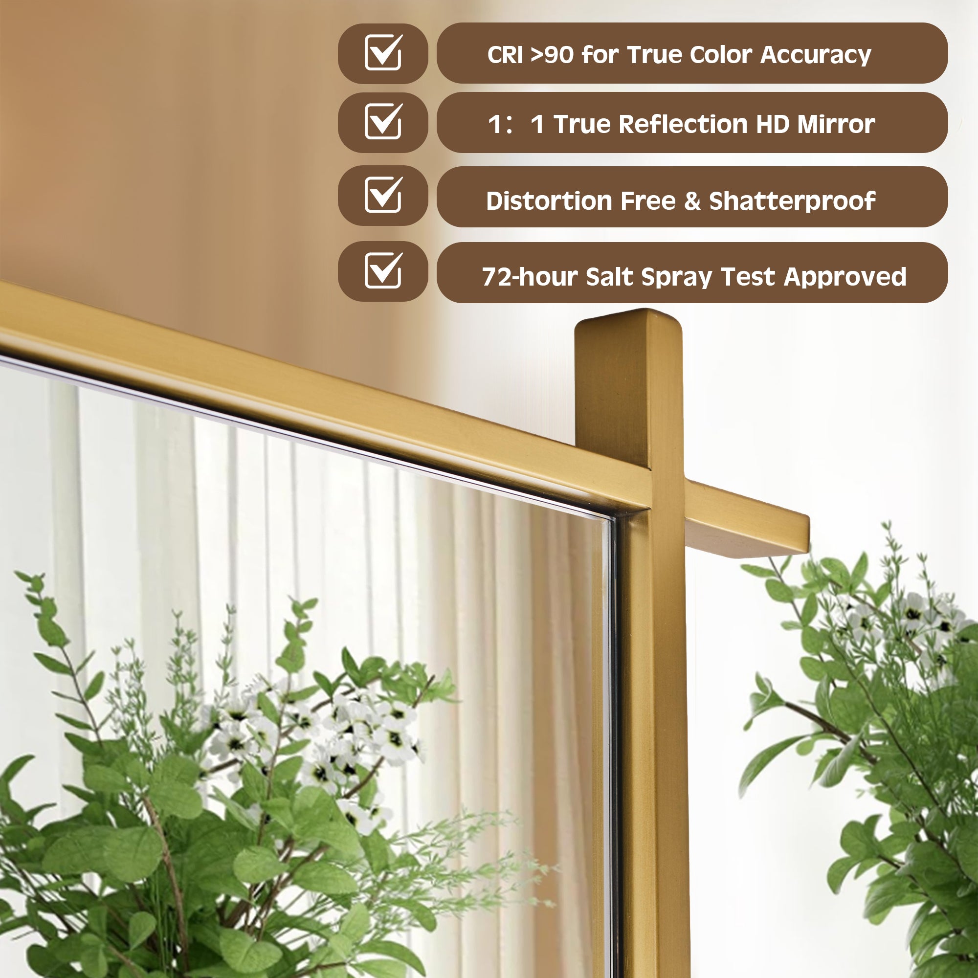 Vintage Cross Corner Rectangle Bathroom Wall Mirrors | Stainless Steel Framed