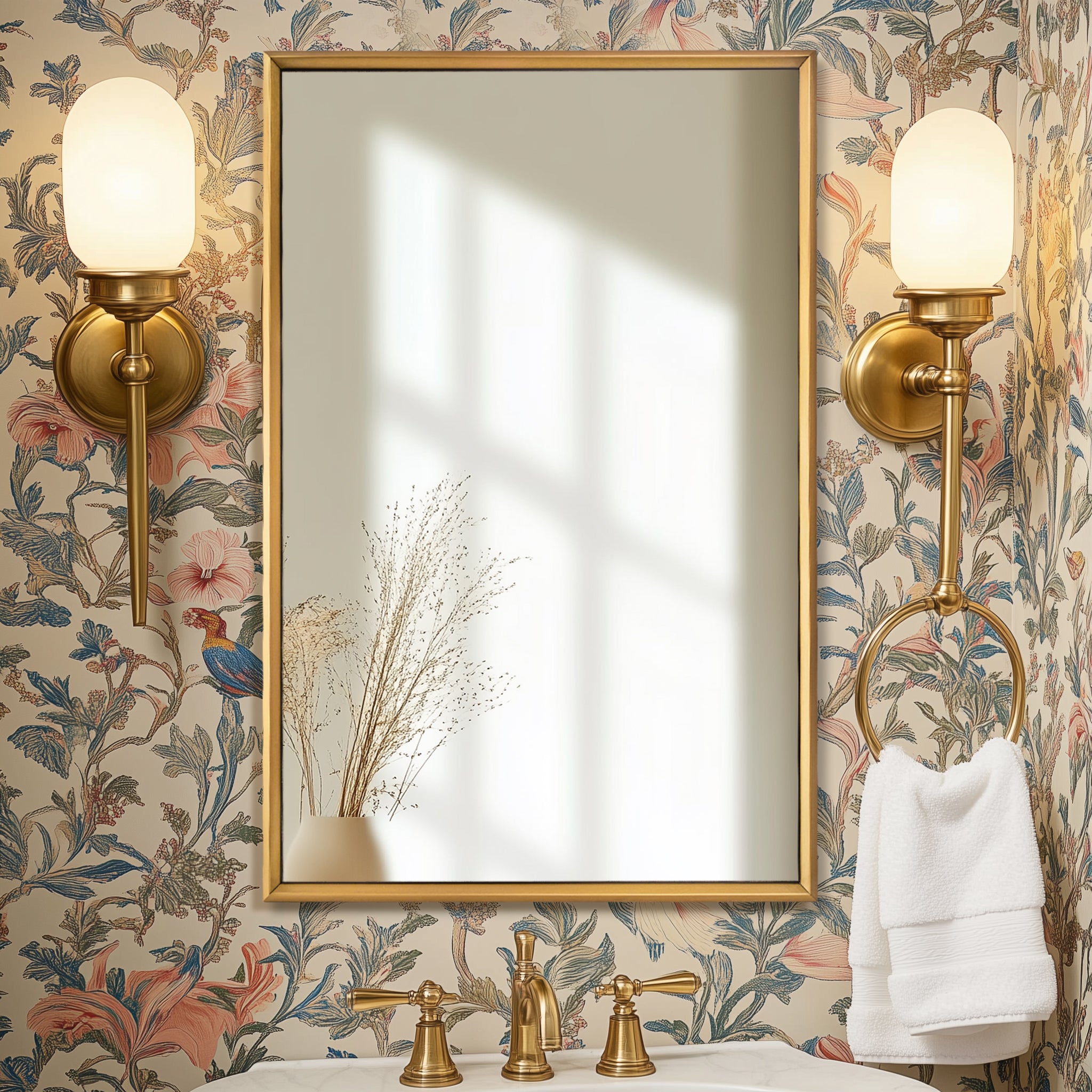 Luxury Beveled Stainless Steel Framed Rectangular Bathroom Vanity Mirror