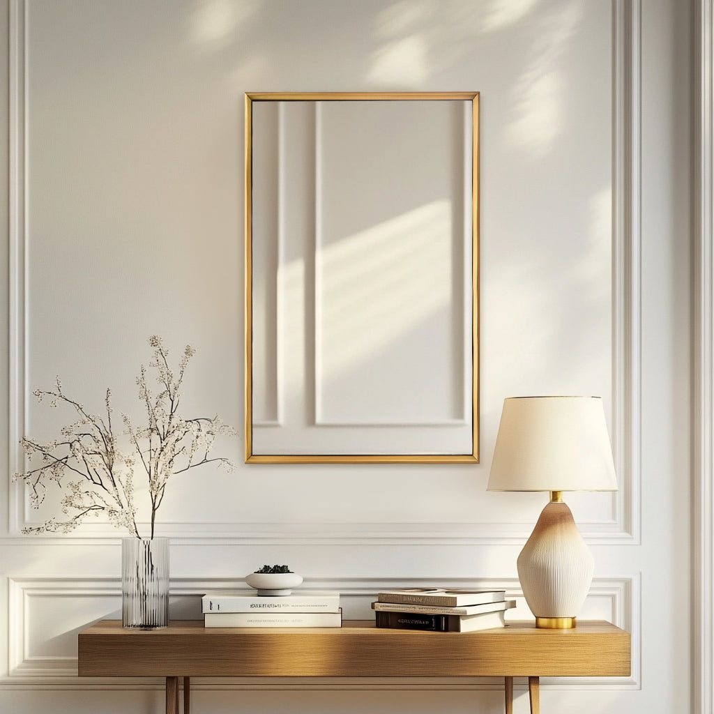 Contemporary Beveled Framed Rectangle Wall Mirror for Bathroom Vanity|Stainless Steel Frame